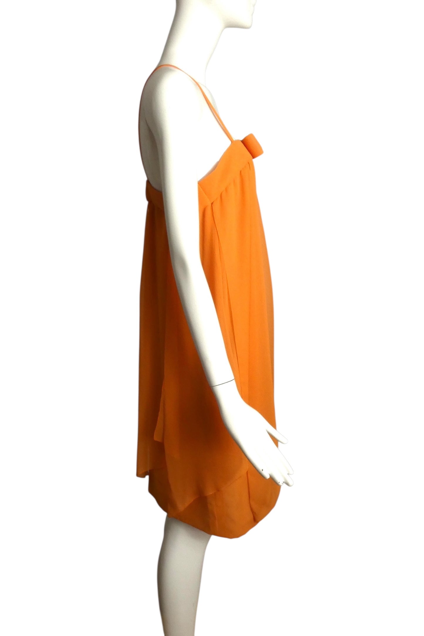 PIERRE CARDIN (HAUTE COUTURE) - 2009 Orange Chiffon Slip Dress, Size 8