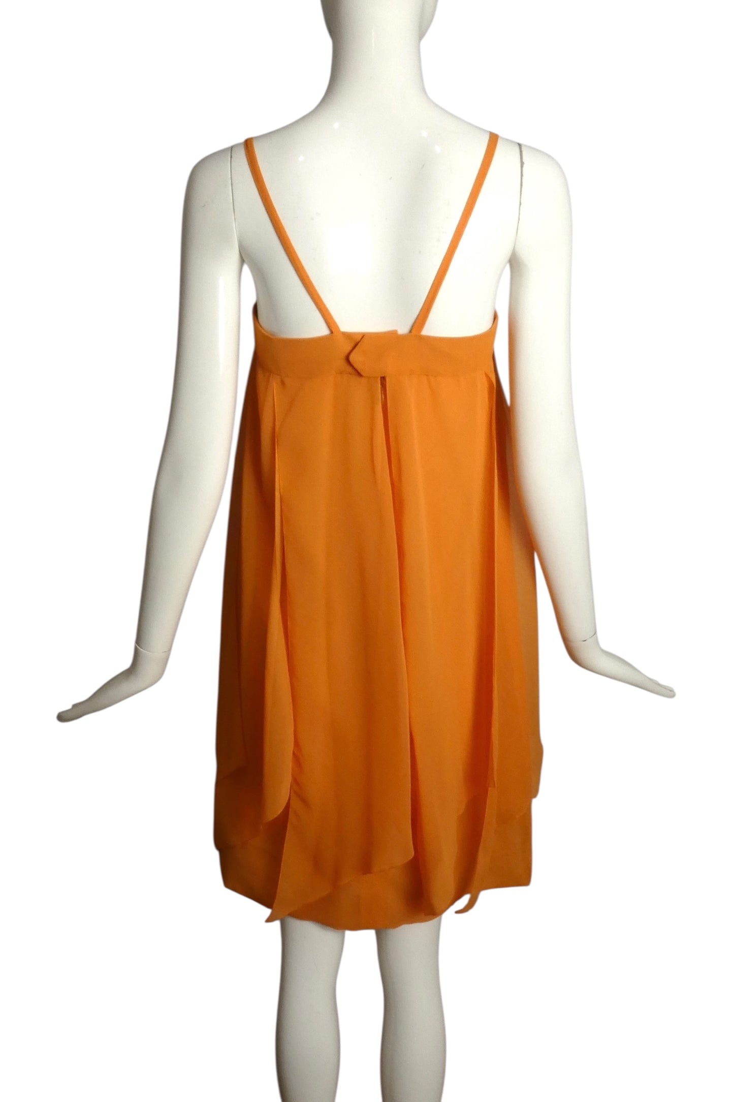 PIERRE CARDIN (HAUTE COUTURE) - 2009 Orange Chiffon Slip Dress, Size 8