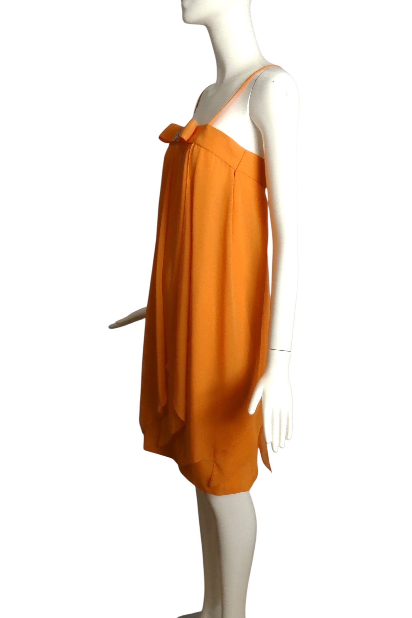 PIERRE CARDIN (HAUTE COUTURE) - 2009 Orange Chiffon Slip Dress, Size 8