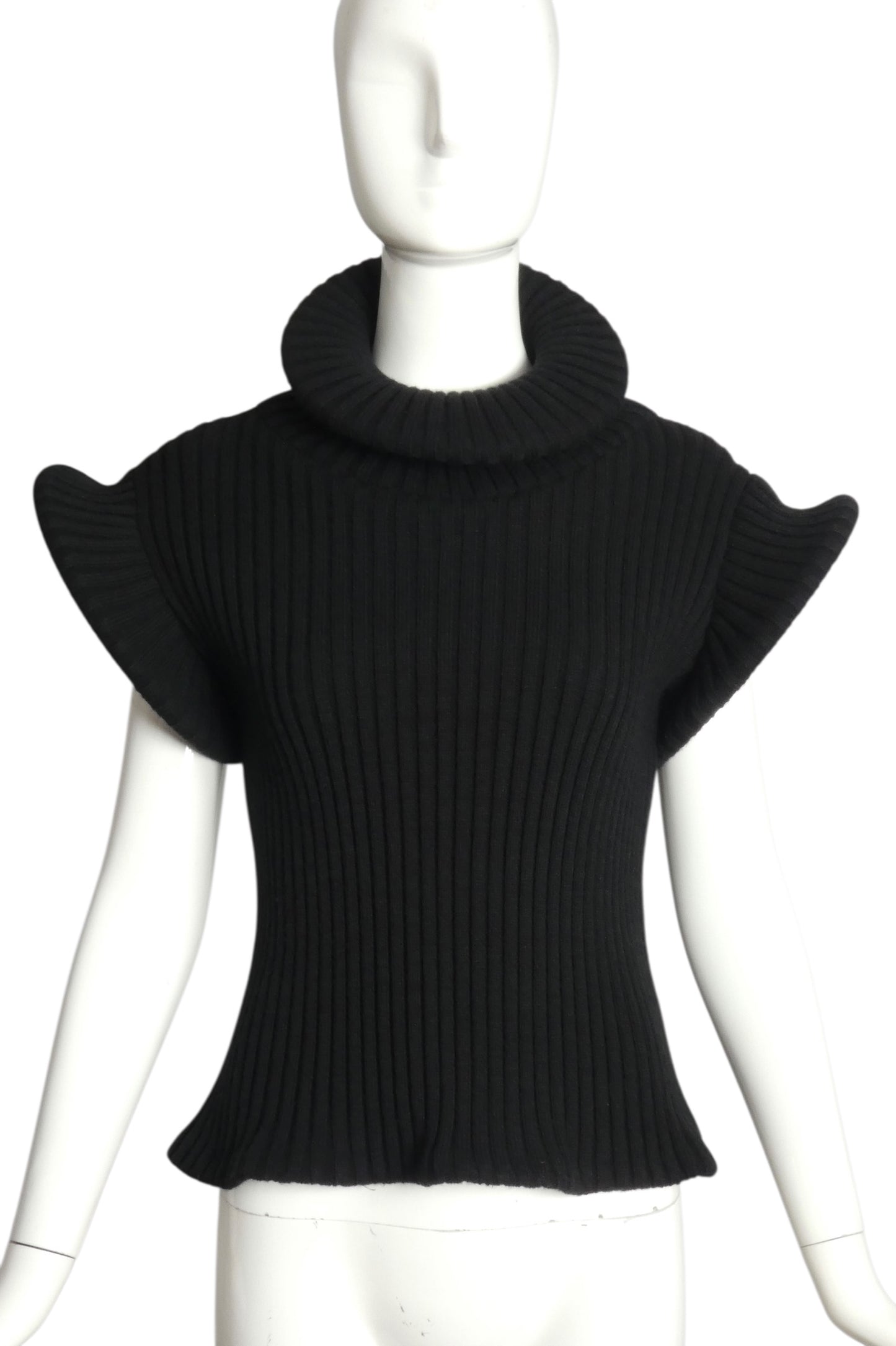 PIERRE CARDIN (HAUTE COUTURE)- 2009 Black Wool Knit Hoop Sweater, Size 6