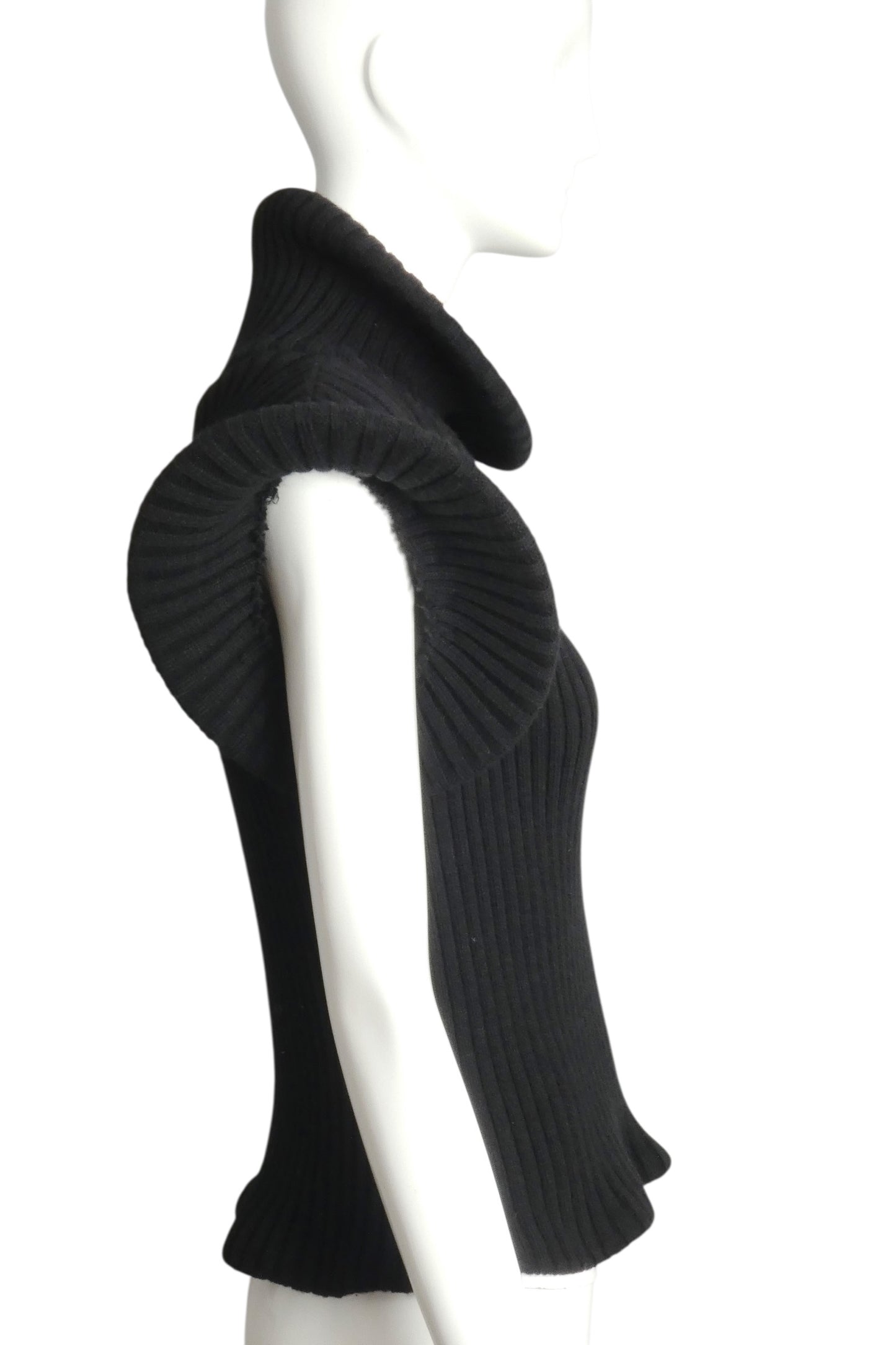 PIERRE CARDIN (HAUTE COUTURE)- 2009 Black Wool Knit Hoop Sweater, Size 6