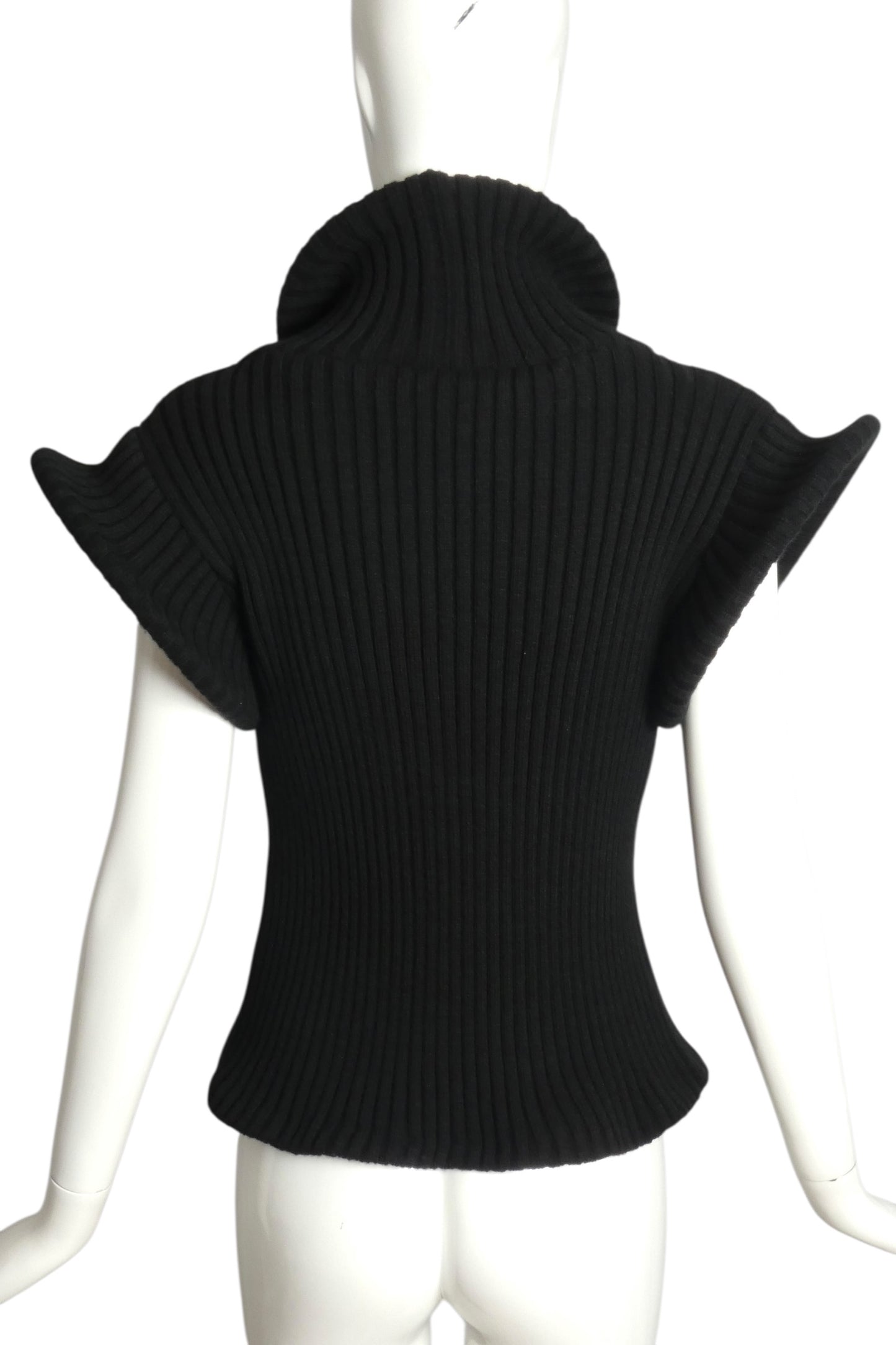 PIERRE CARDIN (HAUTE COUTURE)- 2009 Black Wool Knit Hoop Sweater, Size 6