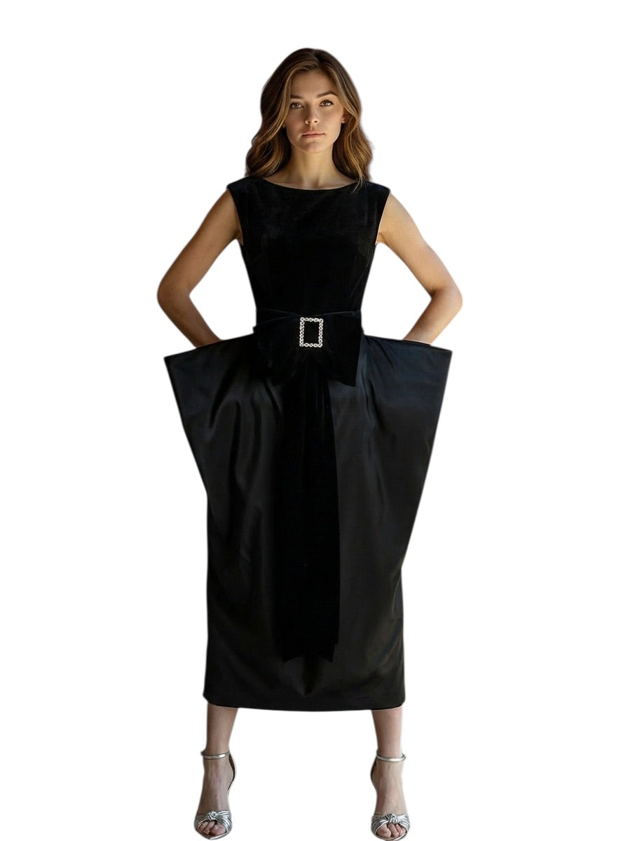 2002 Black Velvet & Taffeta Dress, Size 4