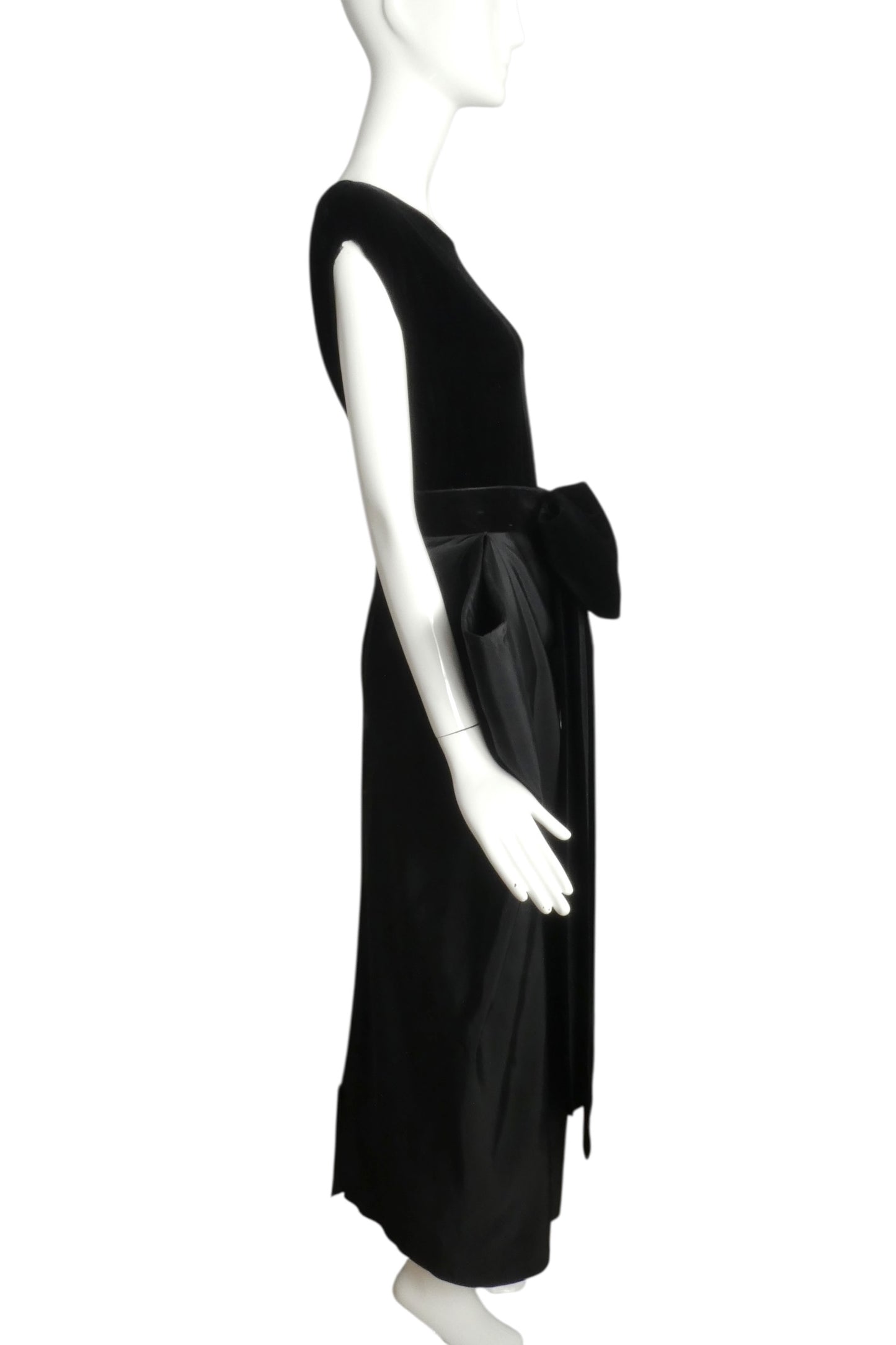 PIERRE CARDIN (HAUTE COUTURE)- 2002 Black Velvet & Taffeta Dress, Size 4