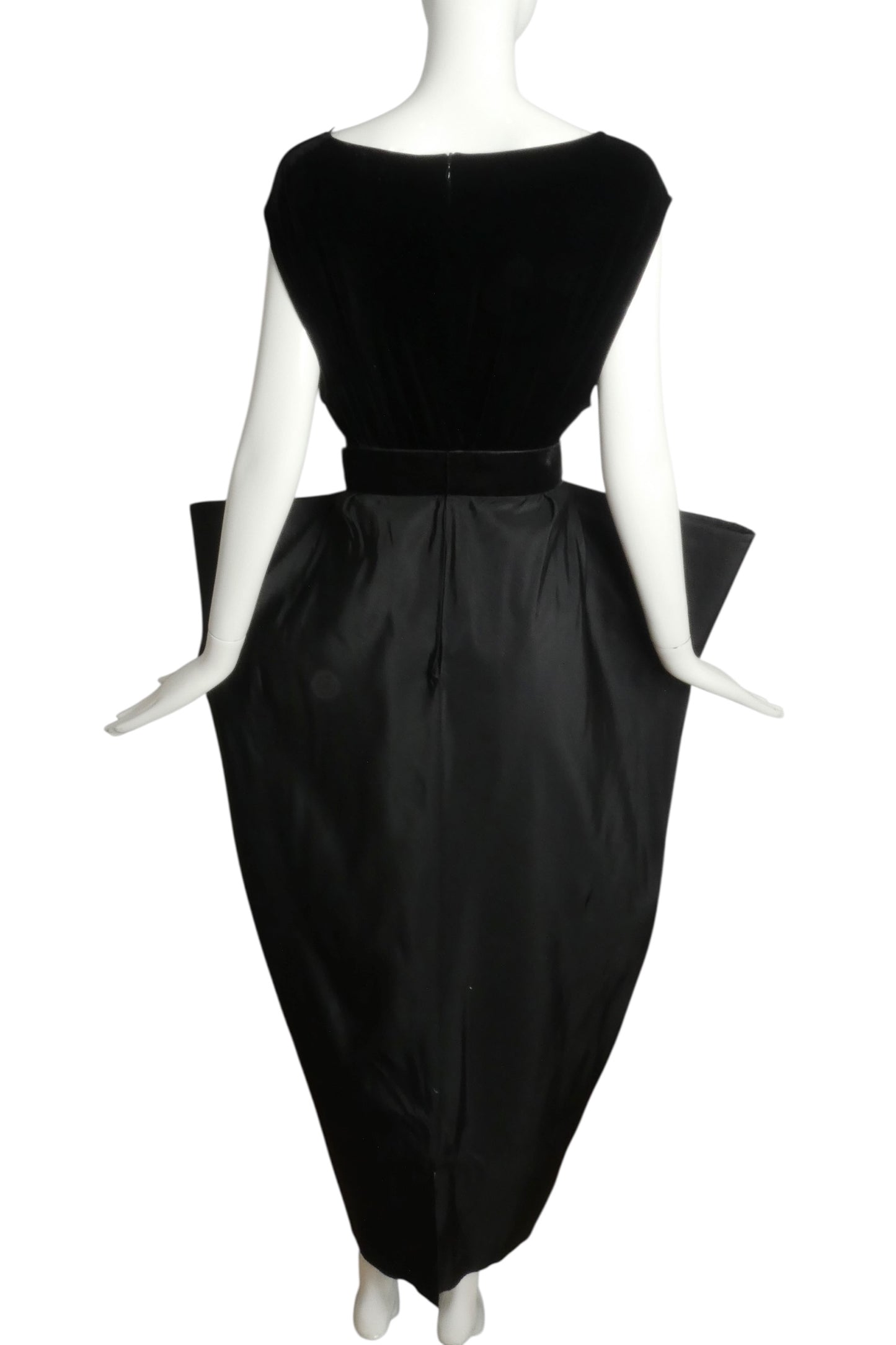 PIERRE CARDIN (HAUTE COUTURE)- 2002 Black Velvet & Taffeta Dress, Size 4