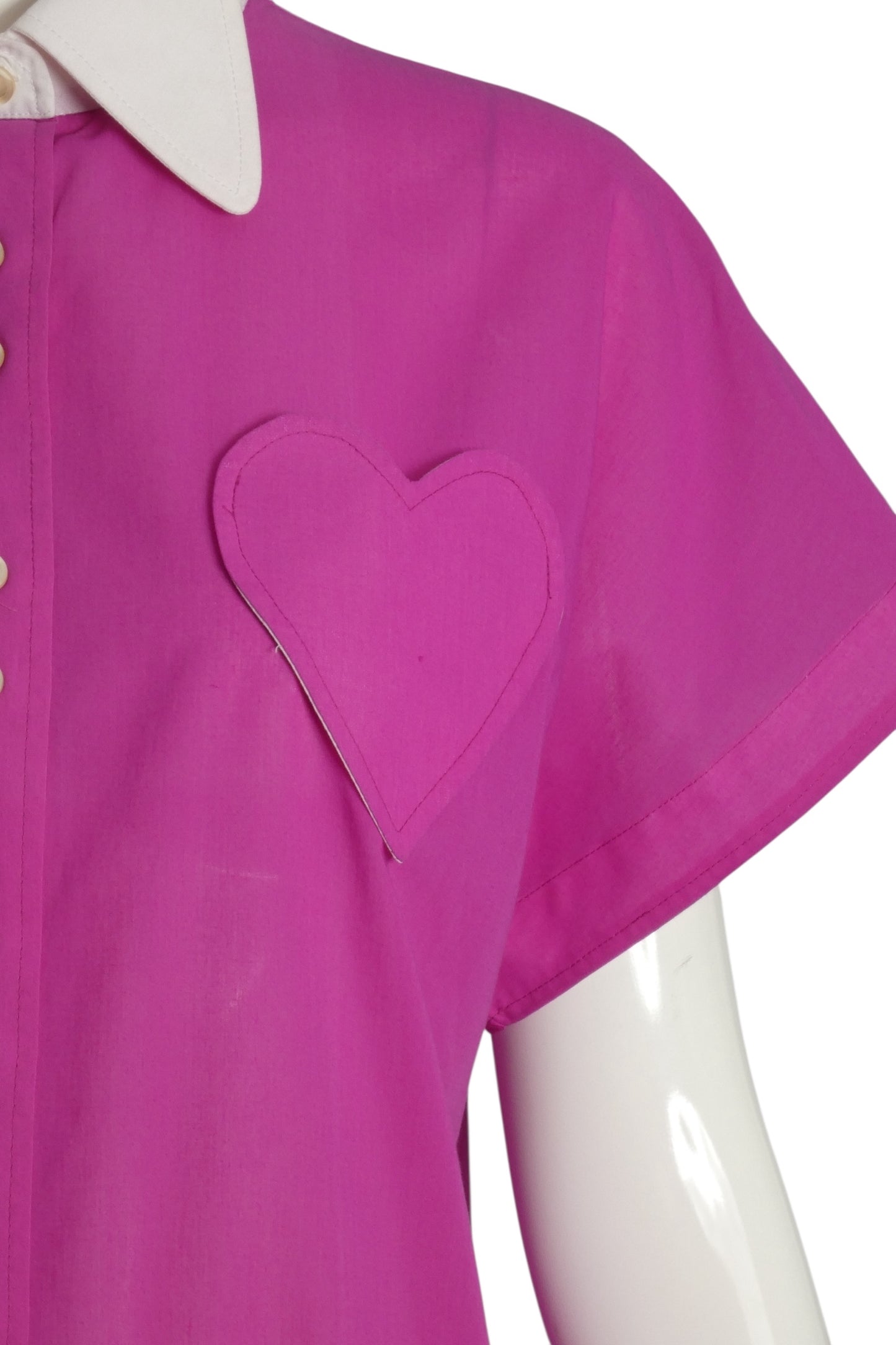 PIERRE CARDIN (HAUTE COUTURE)-1995 Pink Cotton S/S Blouse, Size 8