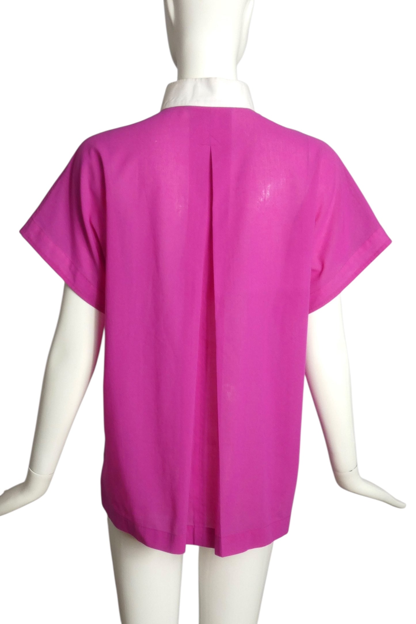 PIERRE CARDIN (HAUTE COUTURE)-1995 Pink Cotton S/S Blouse, Size 8