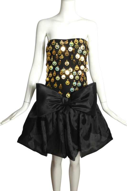 PIERRE CARDIN (HAUTE COUTURE)- 1990s Black Strapless Cocktail Dress, Size 6