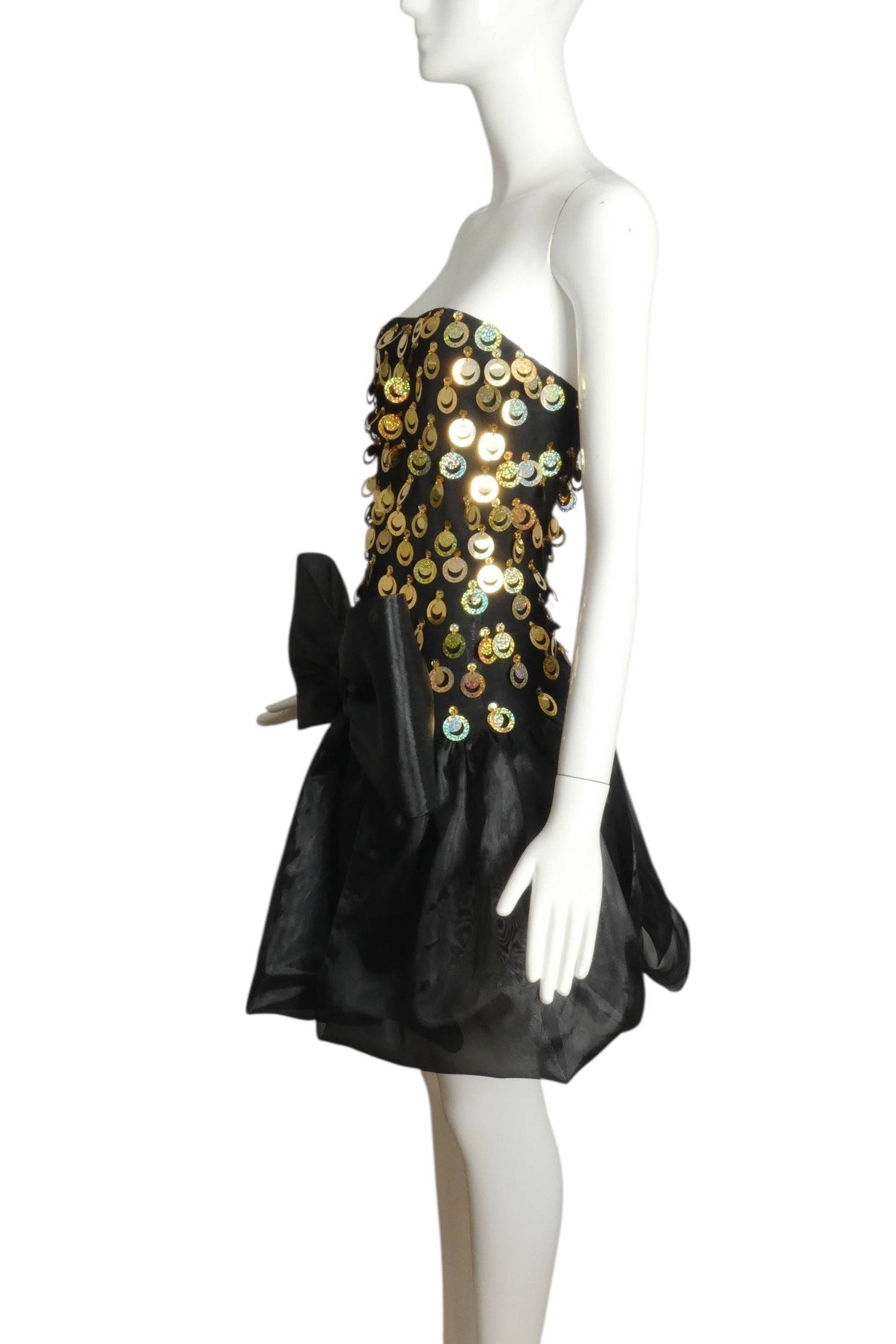 PIERRE CARDIN (HAUTE COUTURE)- 1990s Black Strapless Cocktail Dress, Size 6