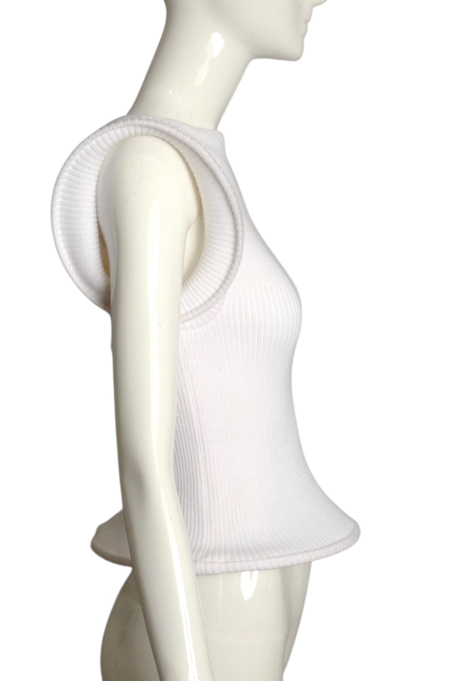 PIERRE CARDIN (HAUTE COUTURE)- 2002 White Ribbed Knit Hoop Sweater, Size 6