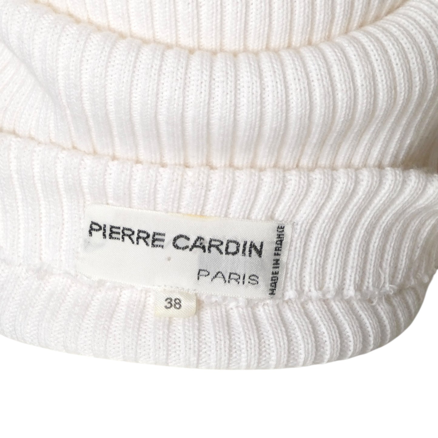 PIERRE CARDIN (HAUTE COUTURE)- 2002 White Ribbed Knit Hoop Sweater, Size 6