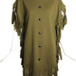PIERRE CARDIN (HAUTE COUTURE)- 1980s Olive Wool Fringe Tunic, Size 8