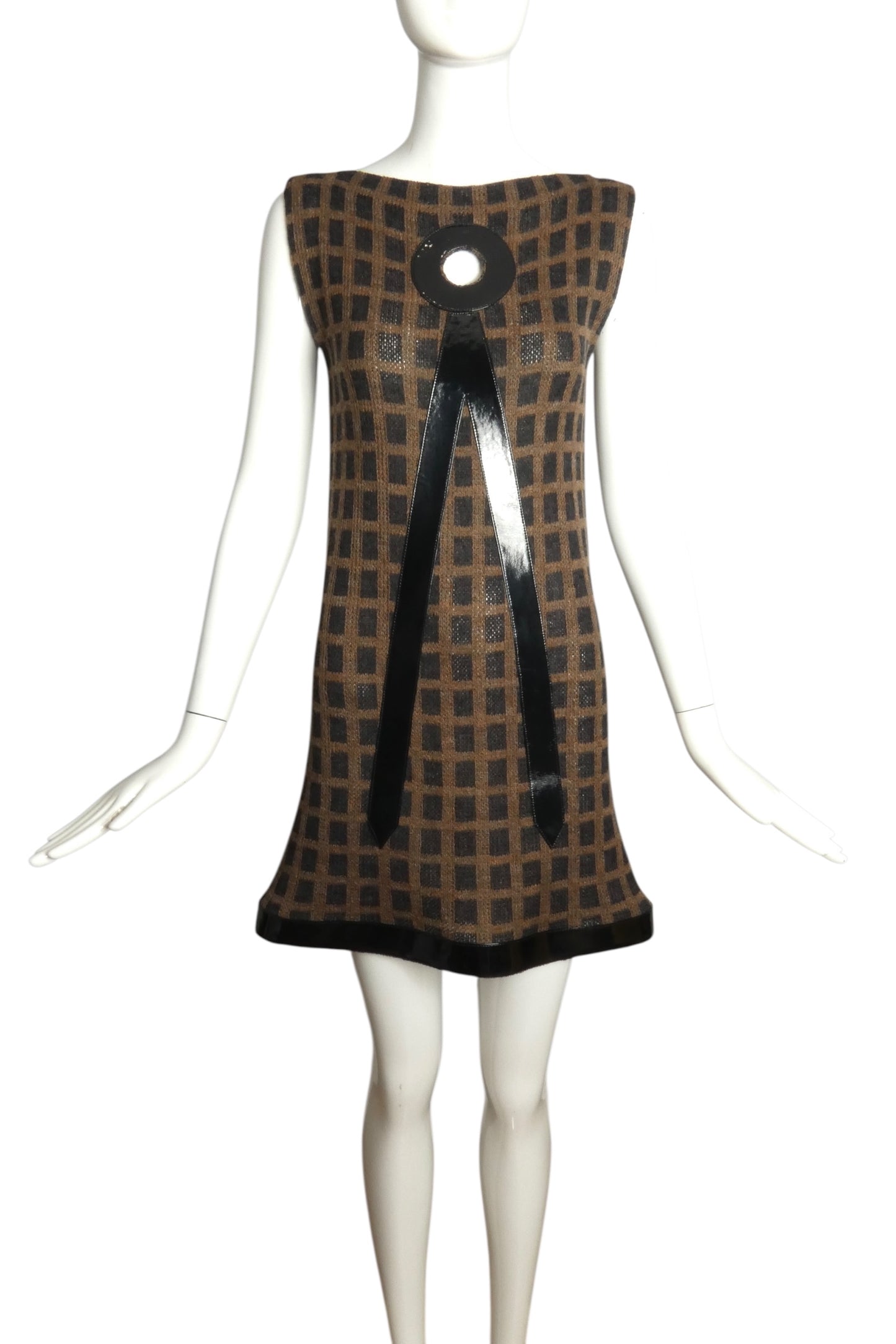PIERRE CARDIN (HAUTE COUTURE)- 1987 Wool Knit & Patent Dress, Size 4