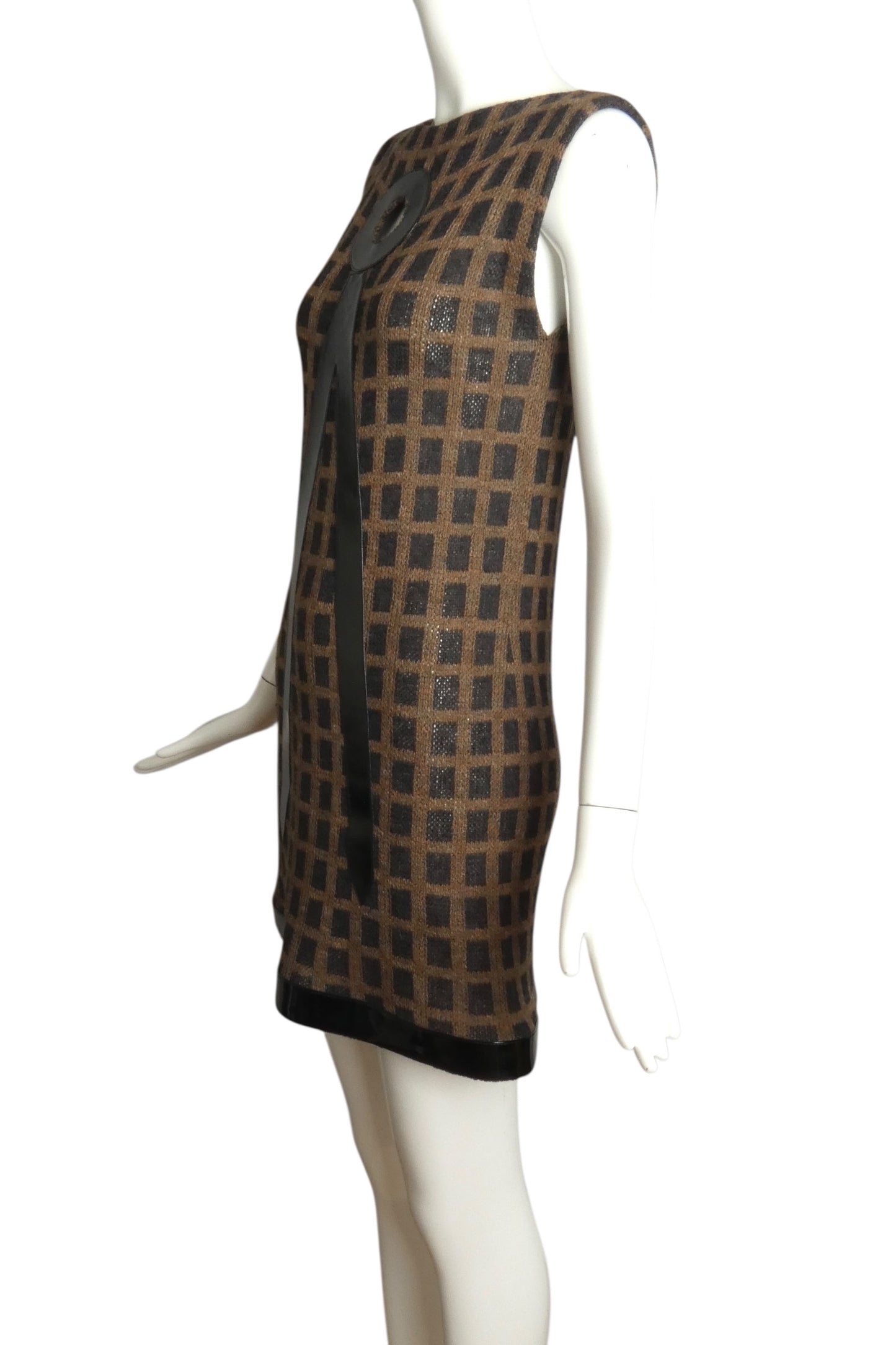 PIERRE CARDIN (HAUTE COUTURE)- 1987 Wool Knit & Patent Dress, Size 4