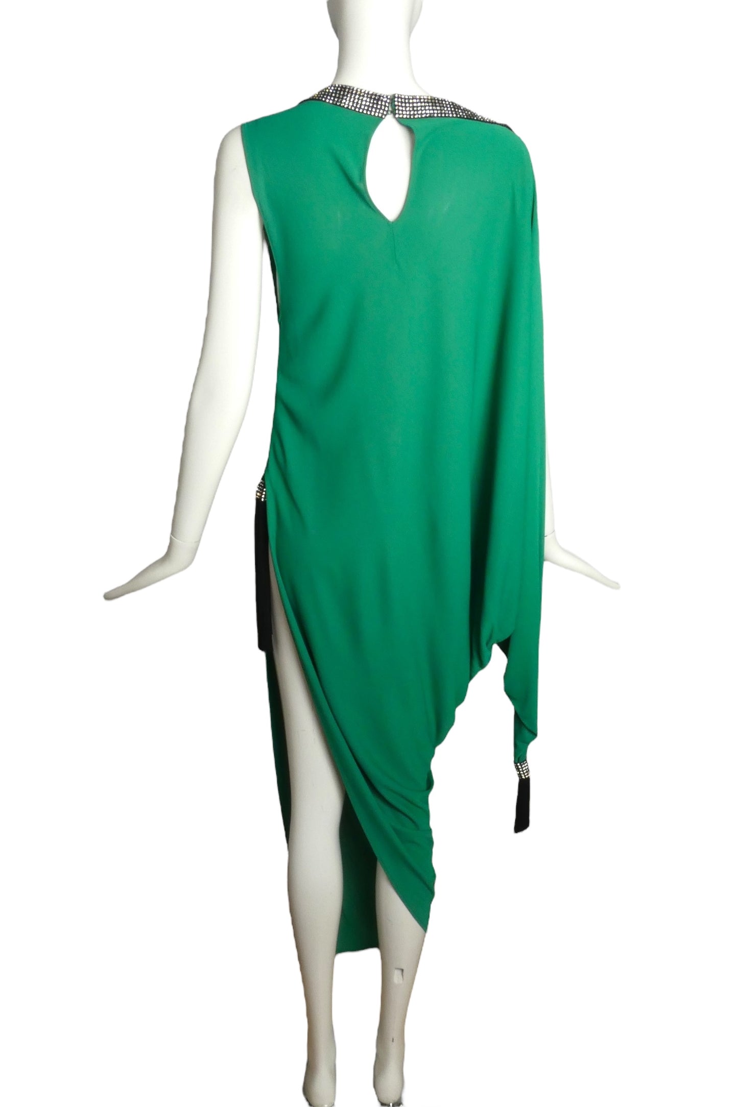 PIERRE CARDIN (HAUTE COUTURE)- 2000 Green Crepe Tassel Dress, Size 4