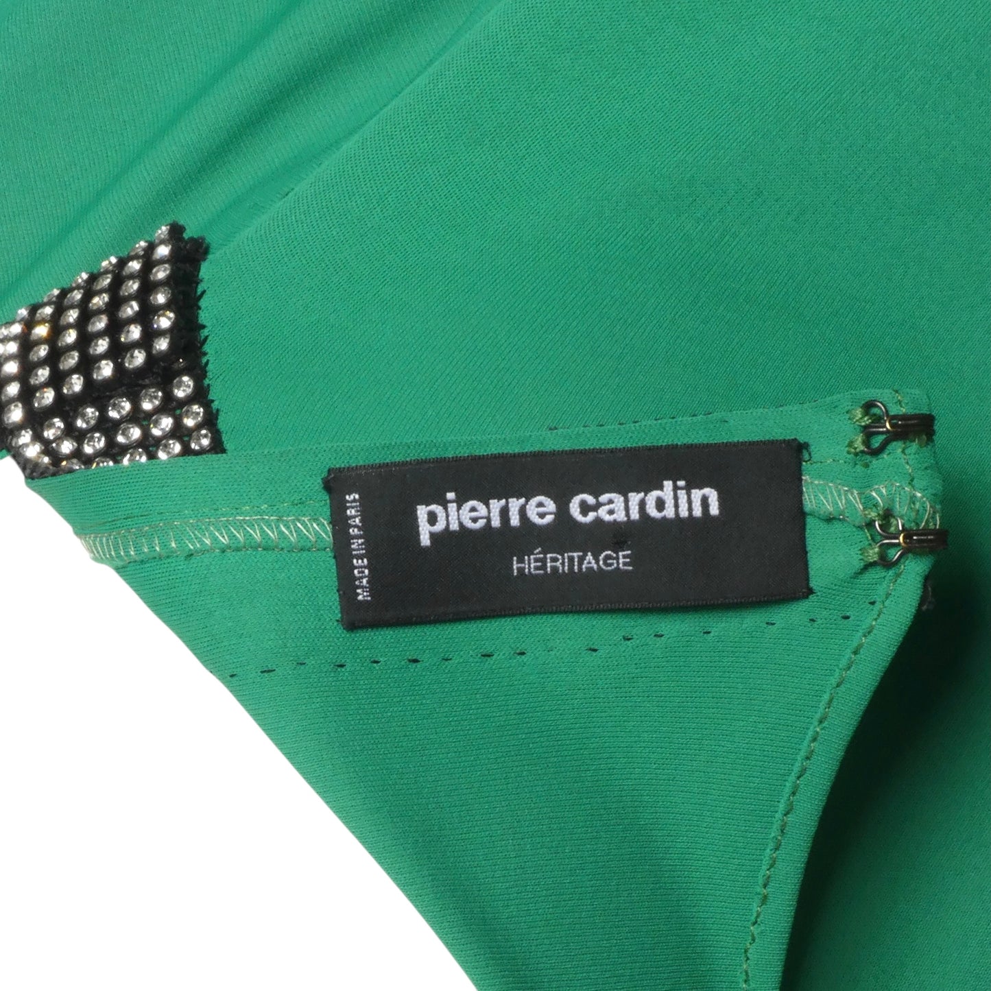 PIERRE CARDIN (HAUTE COUTURE)- 2000 Green Crepe Tassel Dress, Size 4