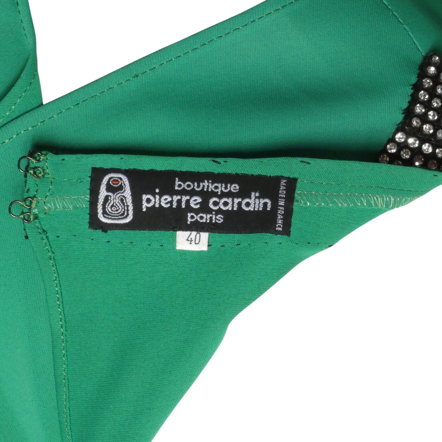 PIERRE CARDIN (HAUTE COUTURE)- 2000 Green Crepe Tassel Dress, Size 4