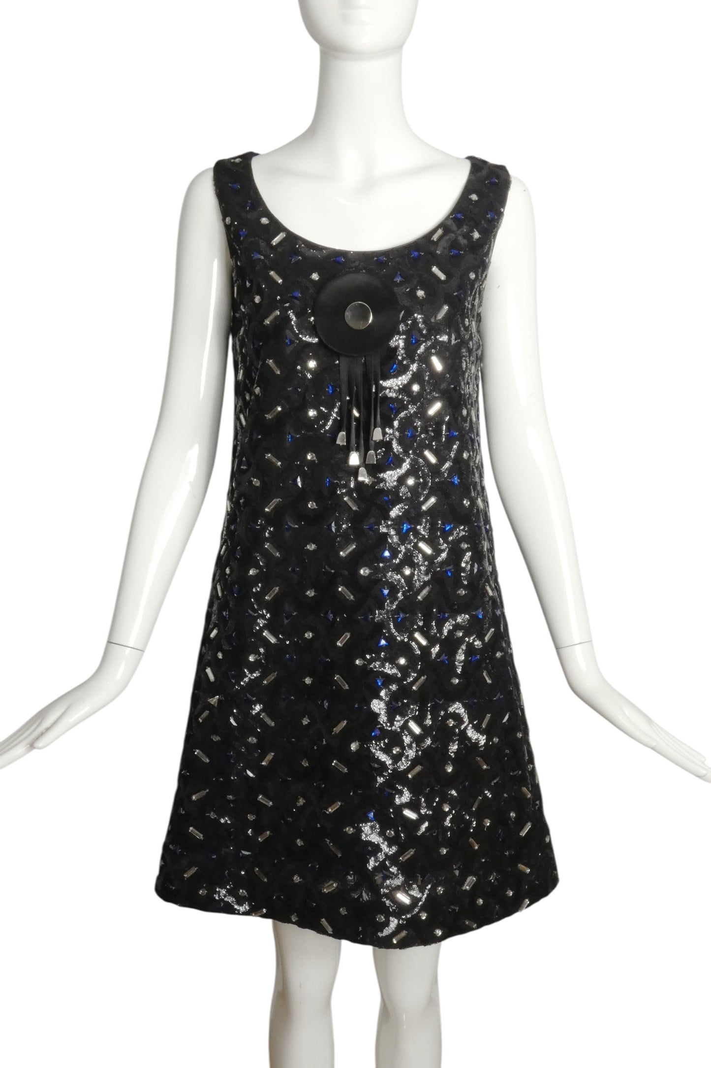 PIERRE CARDIN (HAUTE COUTURE)- 2006 Black Jeweled Lace Dress, Size 4