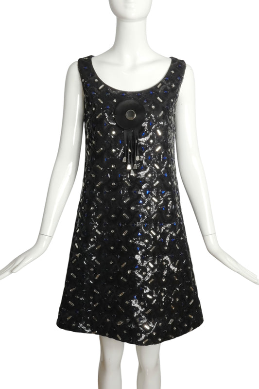 PIERRE CARDIN (HAUTE COUTURE)- 2006 Black Jeweled Lace Dress, Size 4