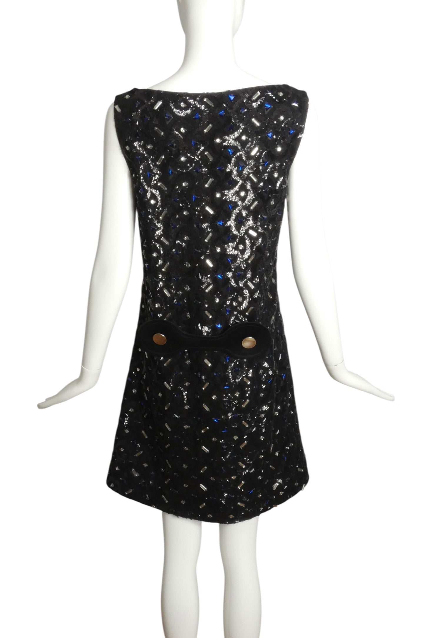 PIERRE CARDIN (HAUTE COUTURE)- 2006 Black Jeweled Lace Dress, Size 4