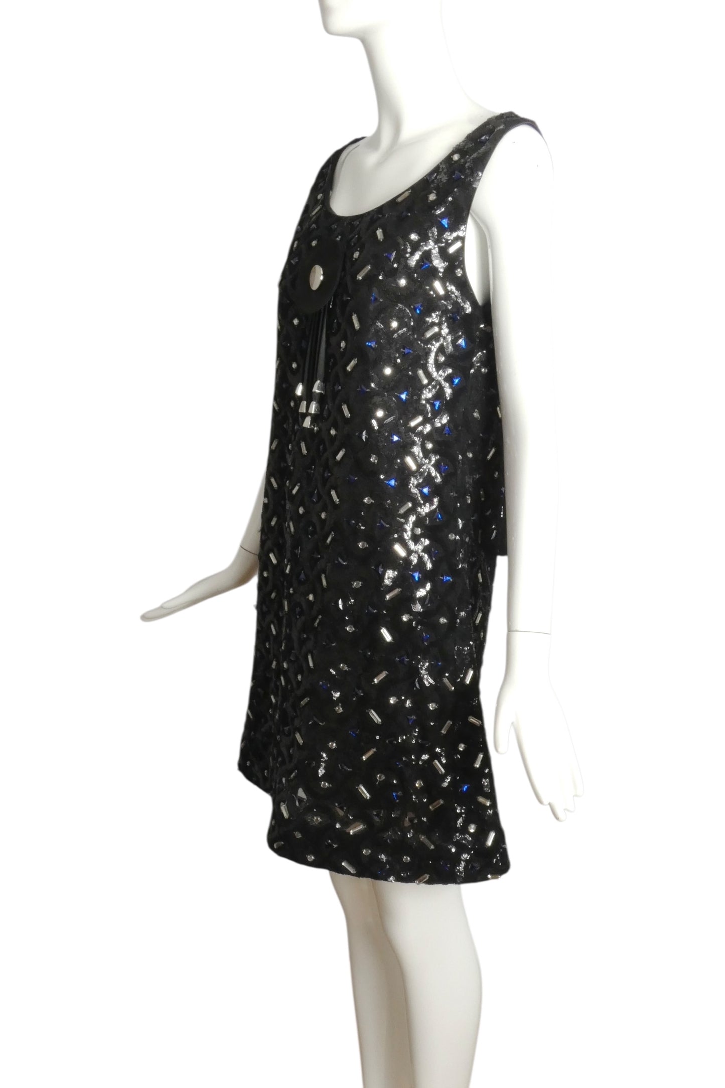 PIERRE CARDIN (HAUTE COUTURE)- 2006 Black Jeweled Lace Dress, Size 4