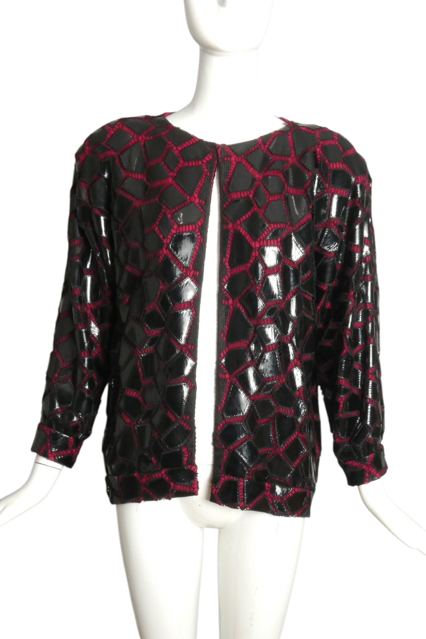 PIERRE CARDIN (HAUTE COUTURE)- 1980 Wool Knit & Patent Jacket, Size 4