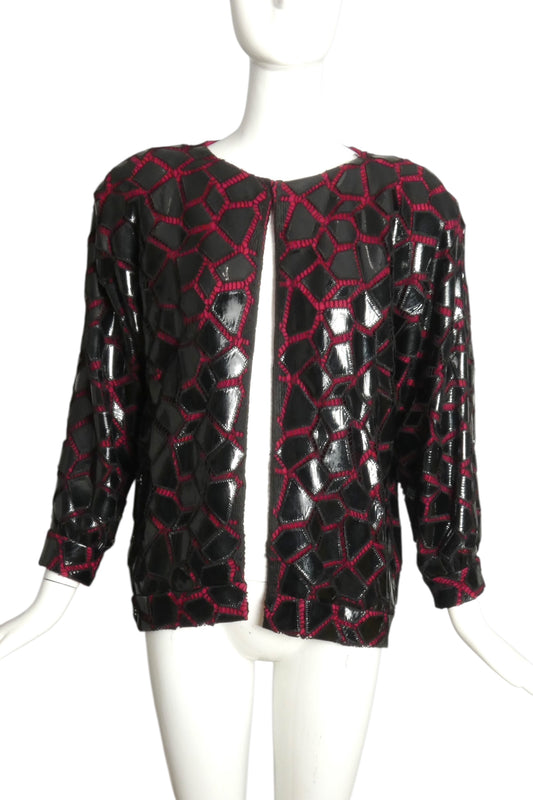 PIERRE CARDIN (HAUTE COUTURE)- 1980 Wool Knit & Patent Jacket, Size 4