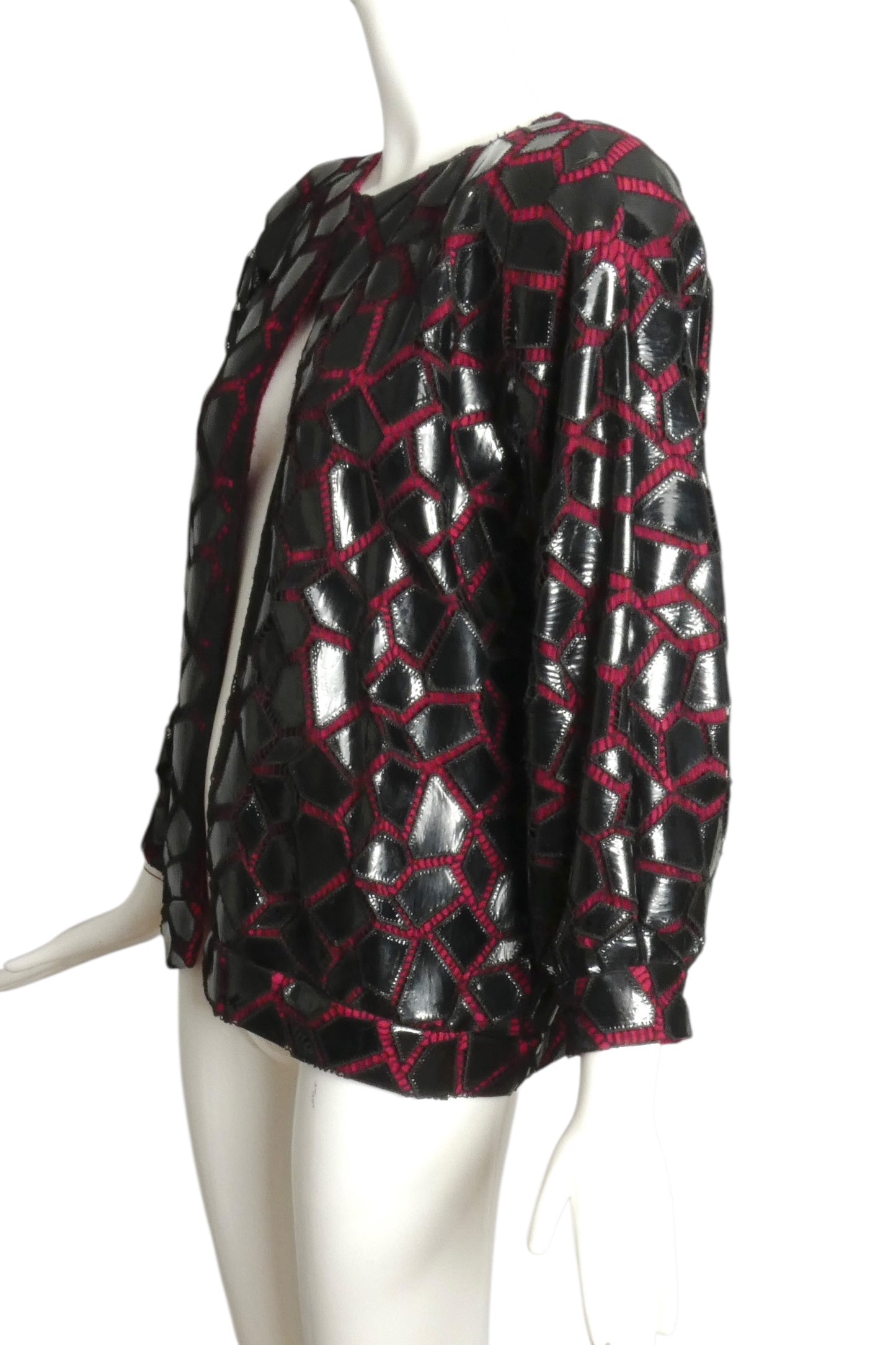 PIERRE CARDIN (HAUTE COUTURE)- 1980 Wool Knit & Patent Jacket, Size 4