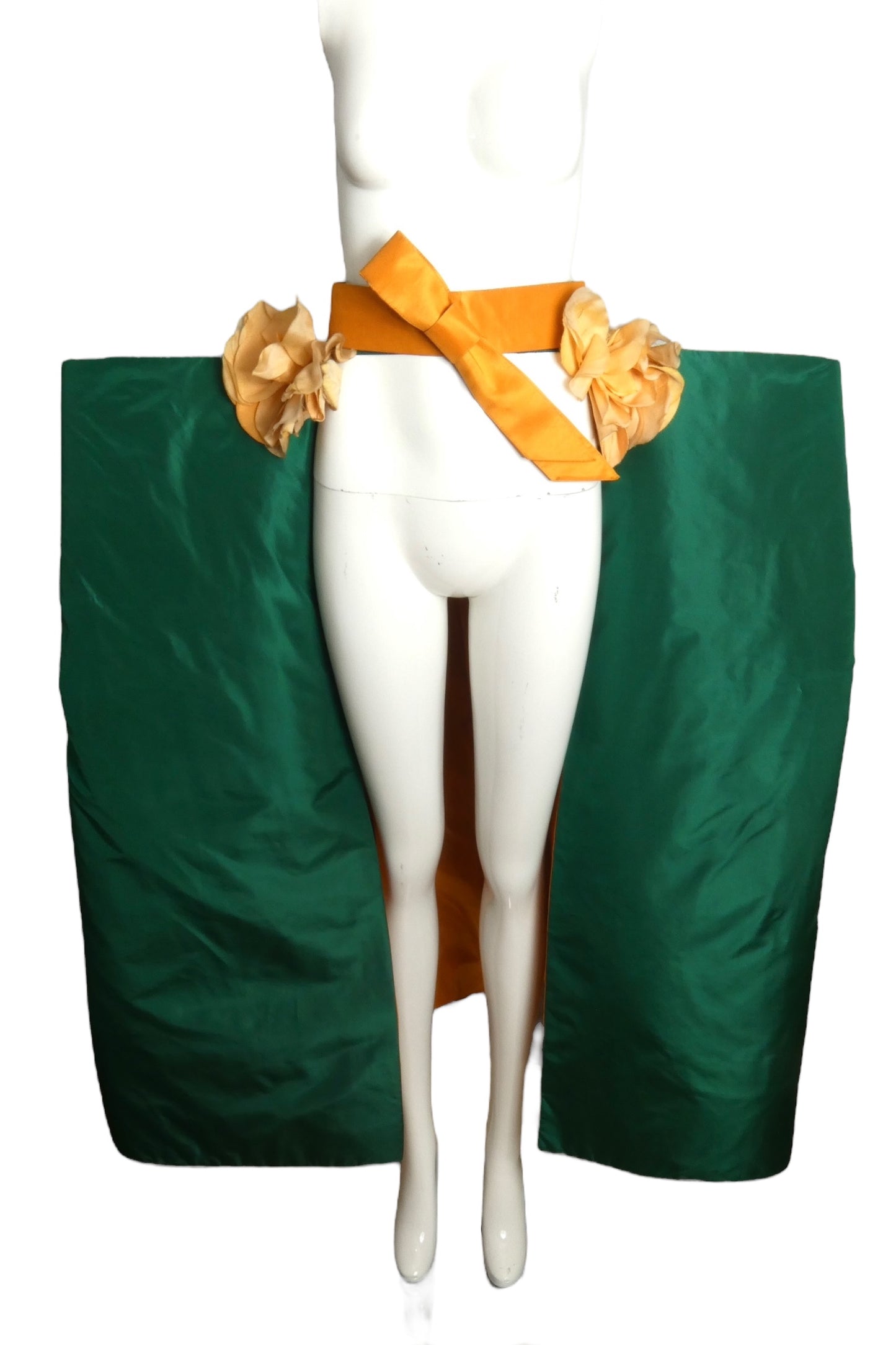 PIERRE CARDIN- 1999 Green & Orange Taffeta Overskirt, Size 4