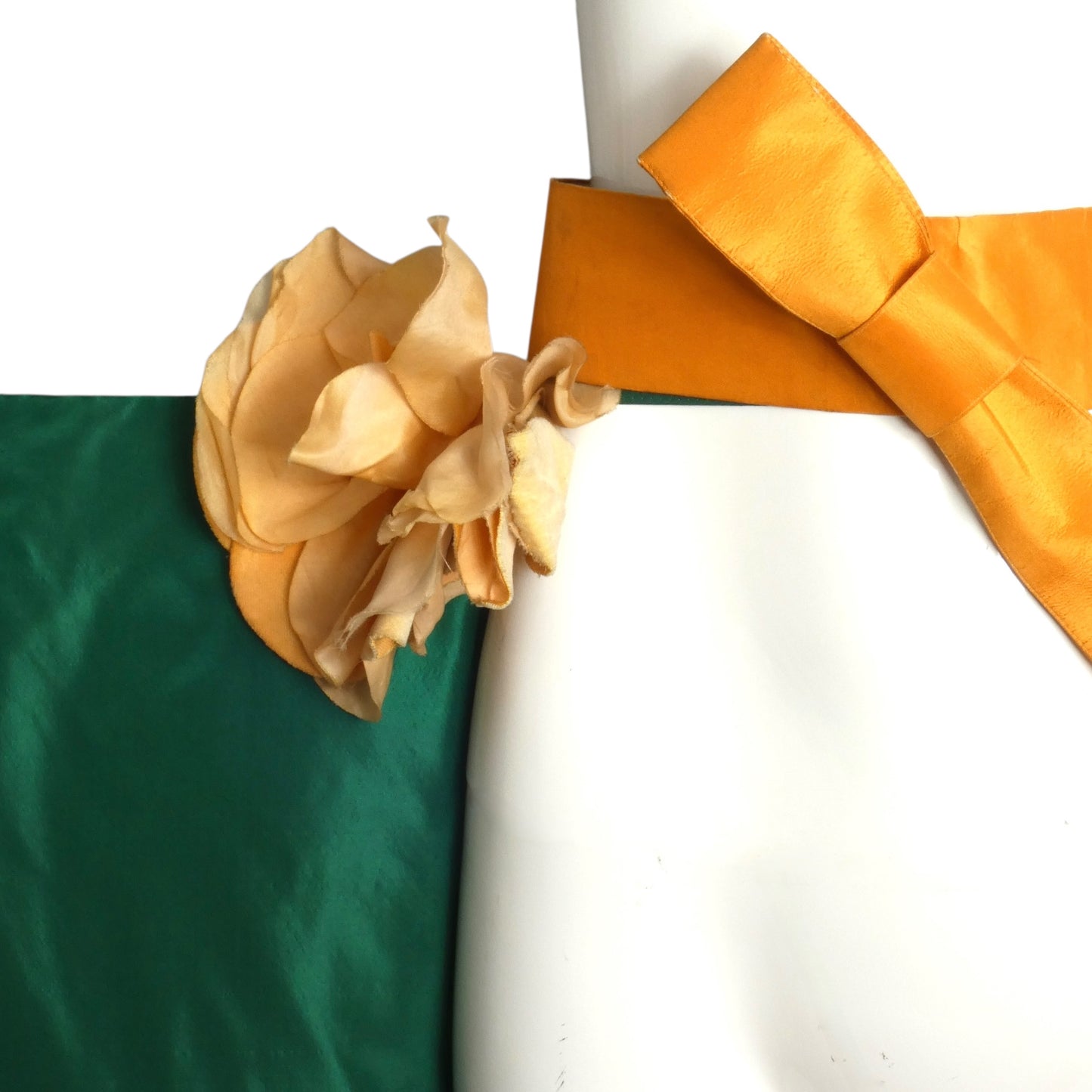 PIERRE CARDIN- 1999 Green & Orange Taffeta Overskirt, Size 4