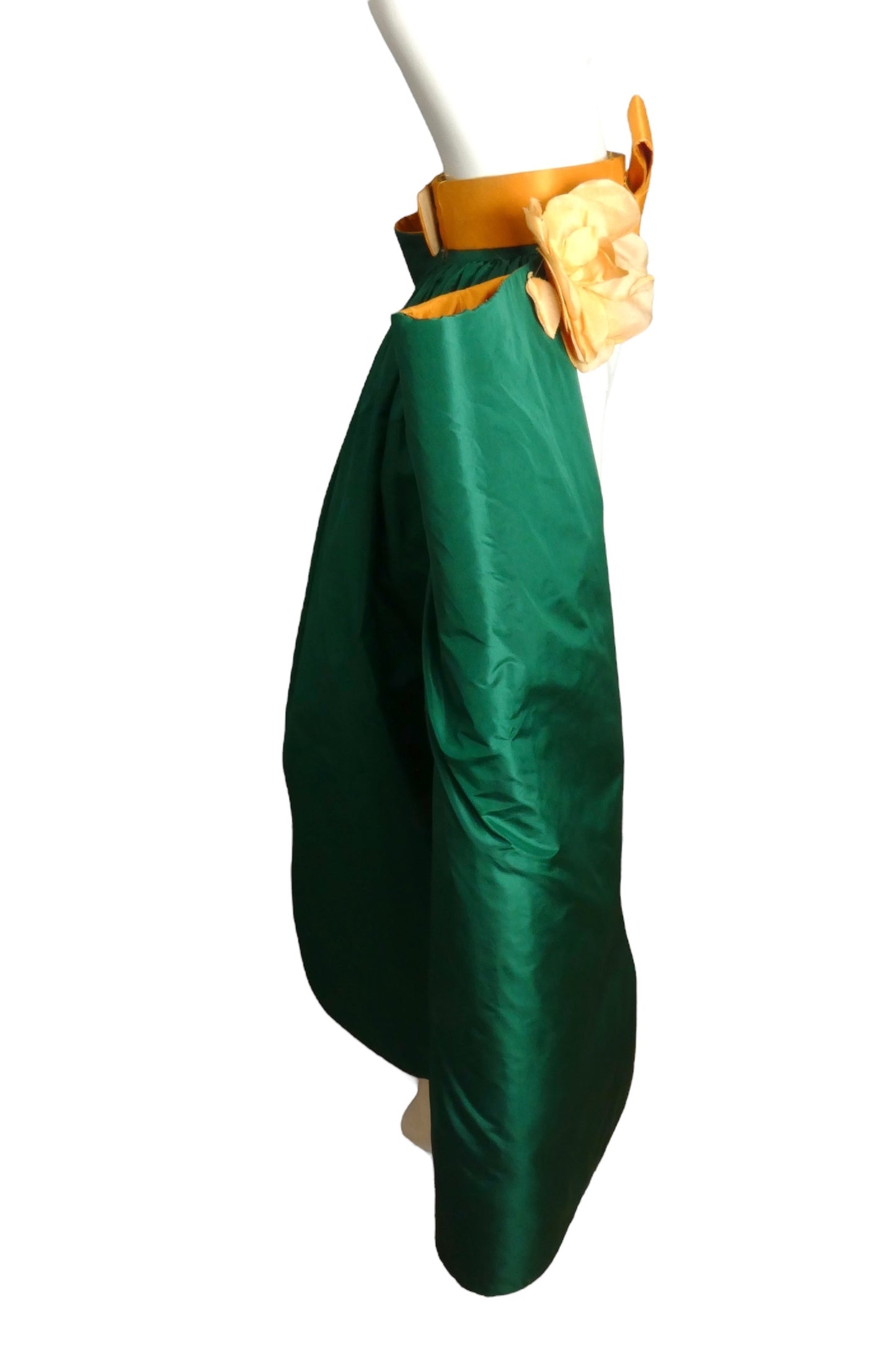 PIERRE CARDIN- 1999 Green & Orange Taffeta Overskirt, Size 4