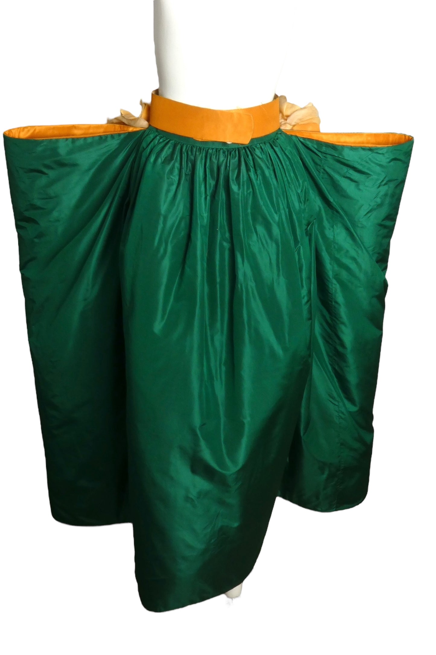 PIERRE CARDIN- 1999 Green & Orange Taffeta Overskirt, Size 4
