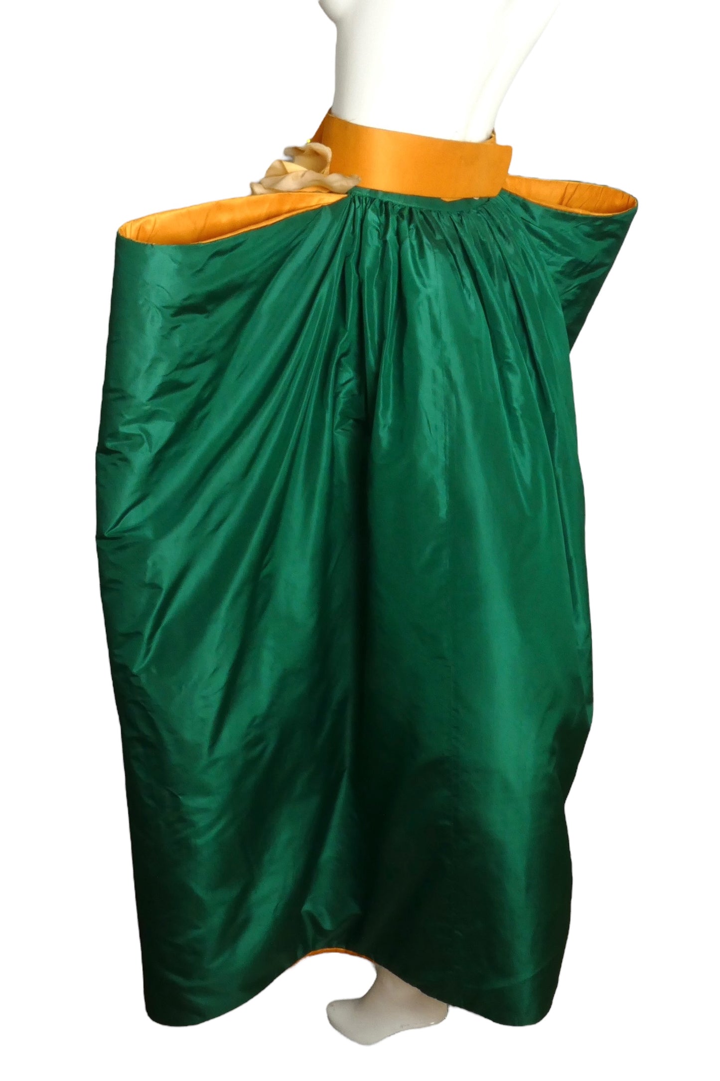 PIERRE CARDIN- 1999 Green & Orange Taffeta Overskirt, Size 4