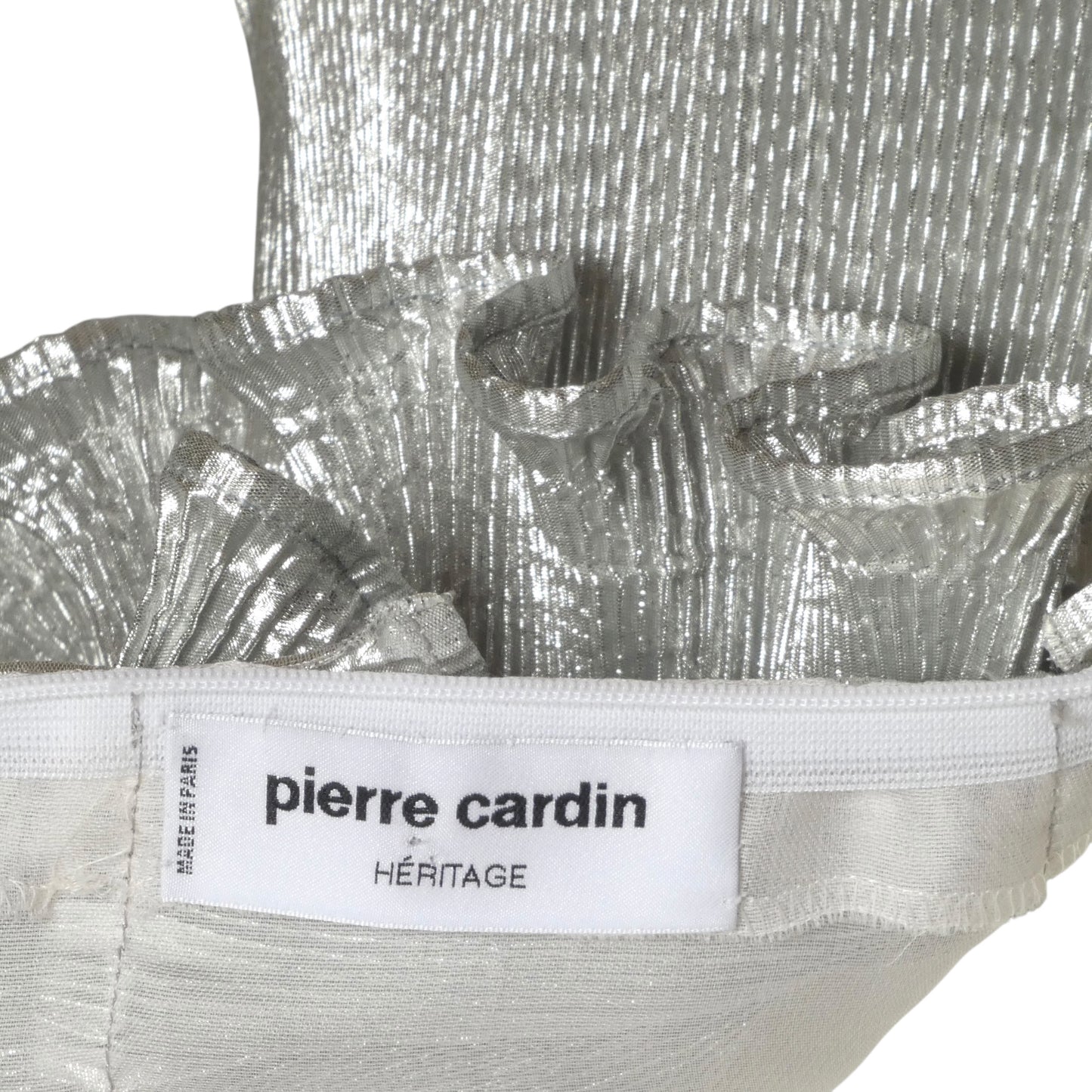 PIERRE CARDIN (HAUTE COUTURE)- 2011 Silver Ruffle Lame Mini Dress, Size 2