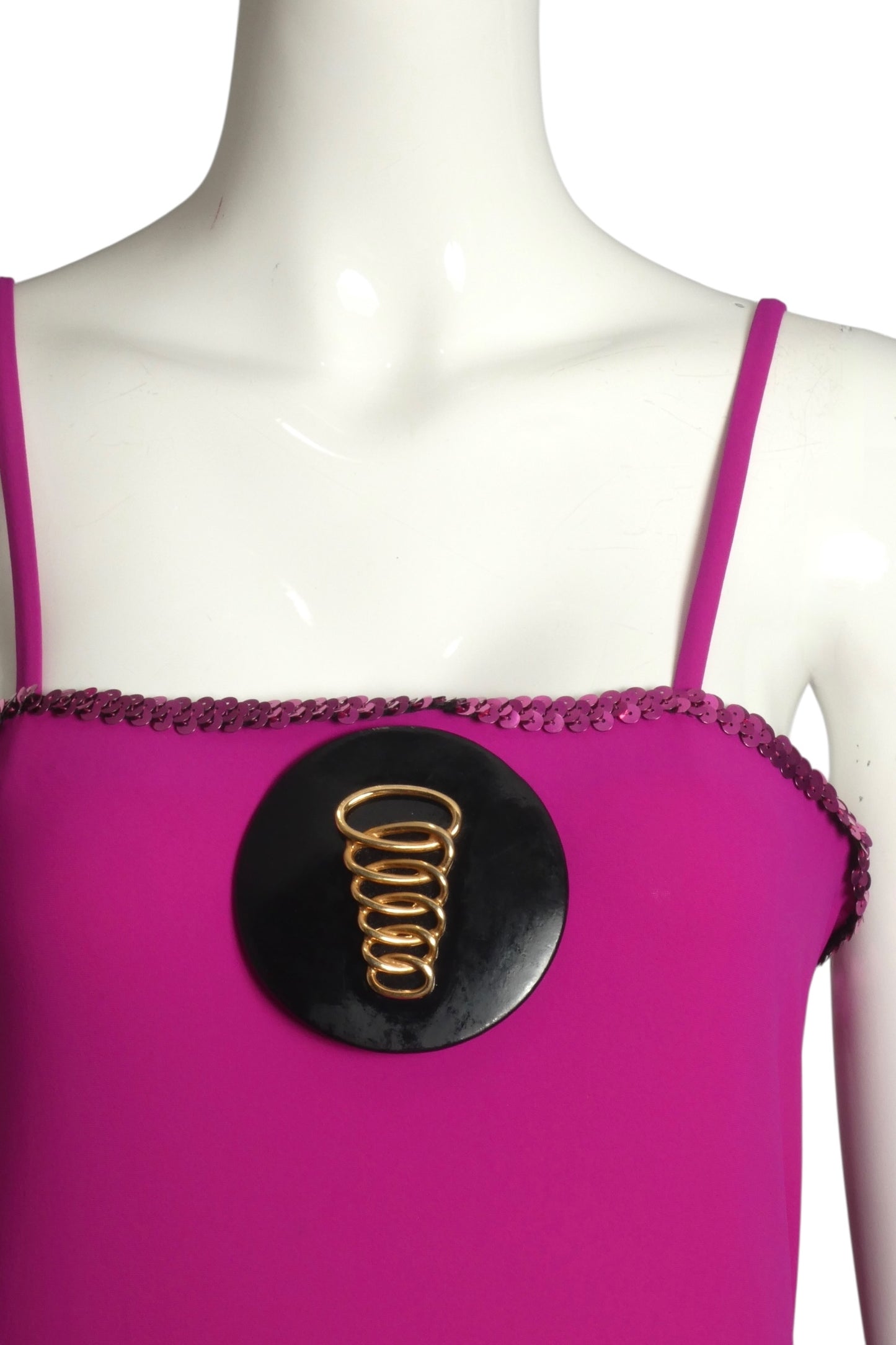 PIERRE CARDIN (HAUTE COUTURE)- 2009 Raspberry Sequin Knit Hoop Dress, Size 2