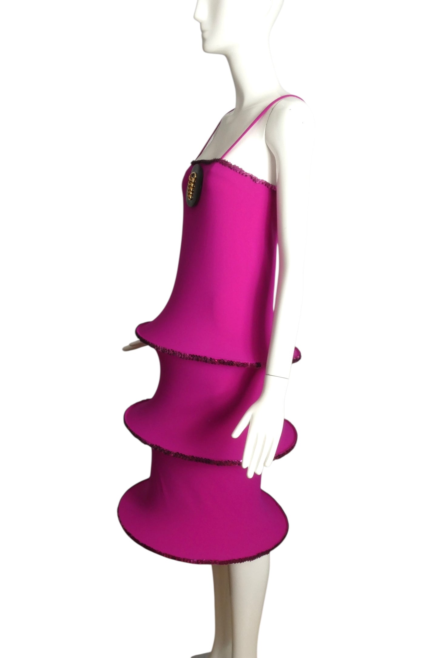 PIERRE CARDIN (HAUTE COUTURE)- 2009 Raspberry Sequin Knit Hoop Dress, Size 2