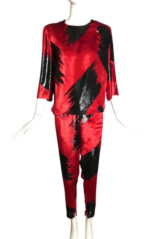 PIERRE CARDIN (HAUTE COUTURE)- 1996 2pc Velvet Pant Ensemble, Size 6