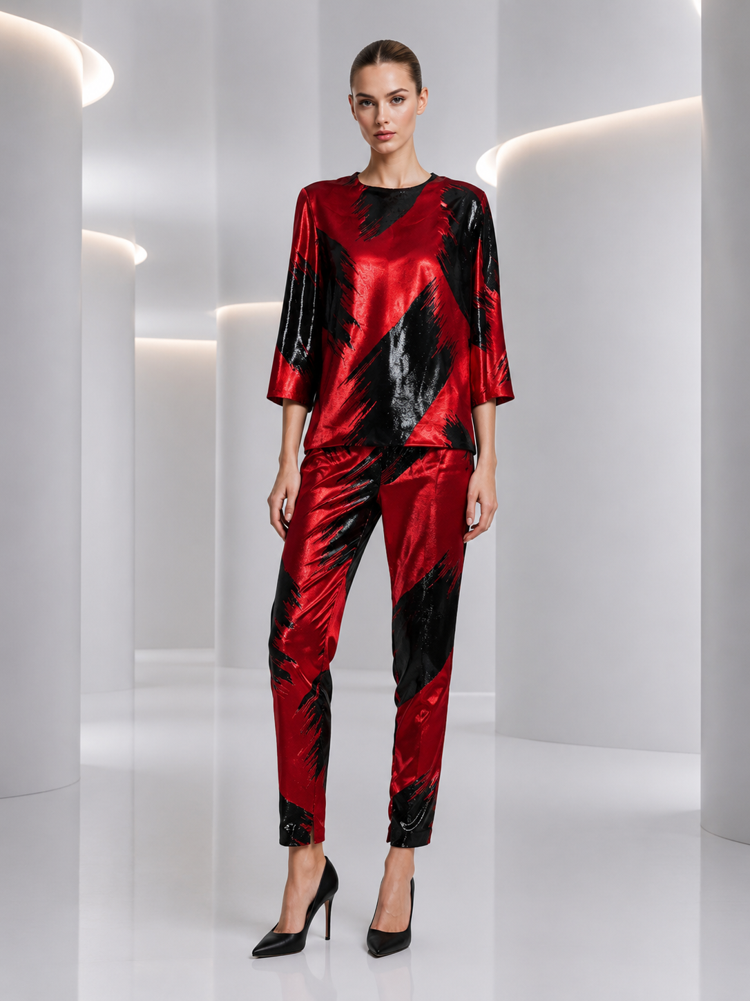 PIERRE CARDIN - 1996 2pc Velvet Pant Ensemble, Size 6