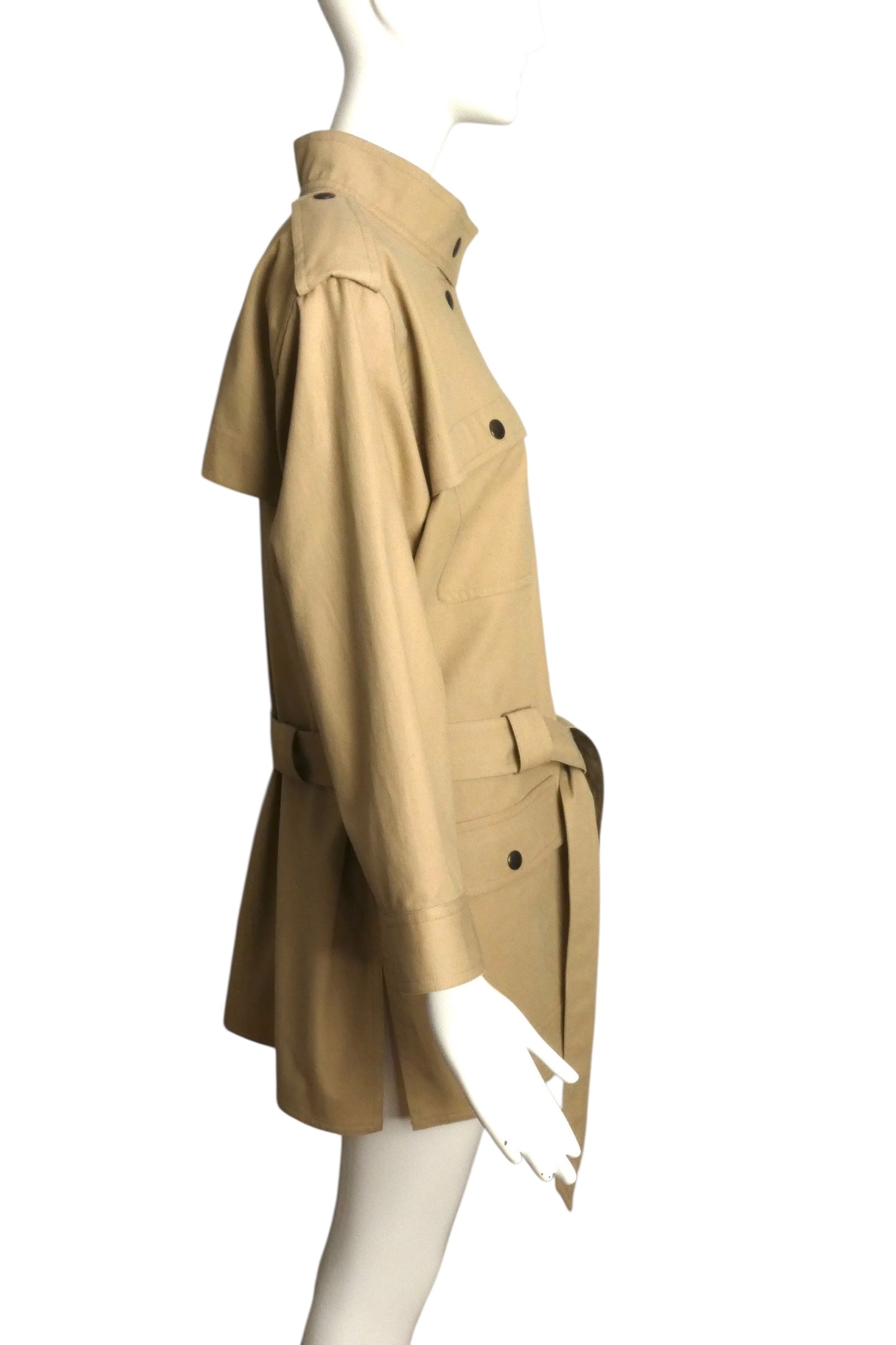 PIERRE CARDIN (HAUTE COUTURE)-1997 Khaki Cotton Trench Coat, Size 8