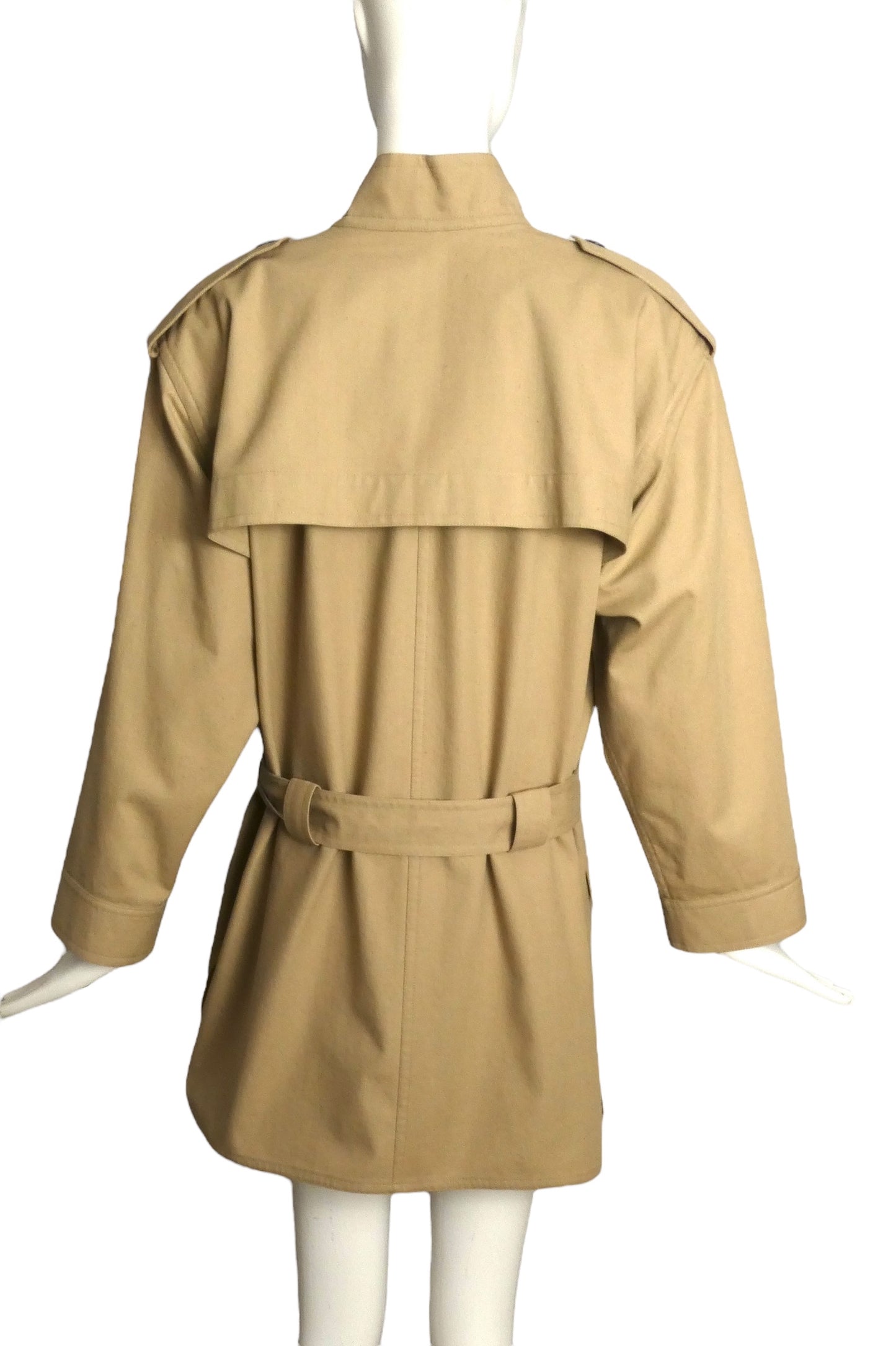 PIERRE CARDIN (HAUTE COUTURE)-1997 Khaki Cotton Trench Coat, Size 8