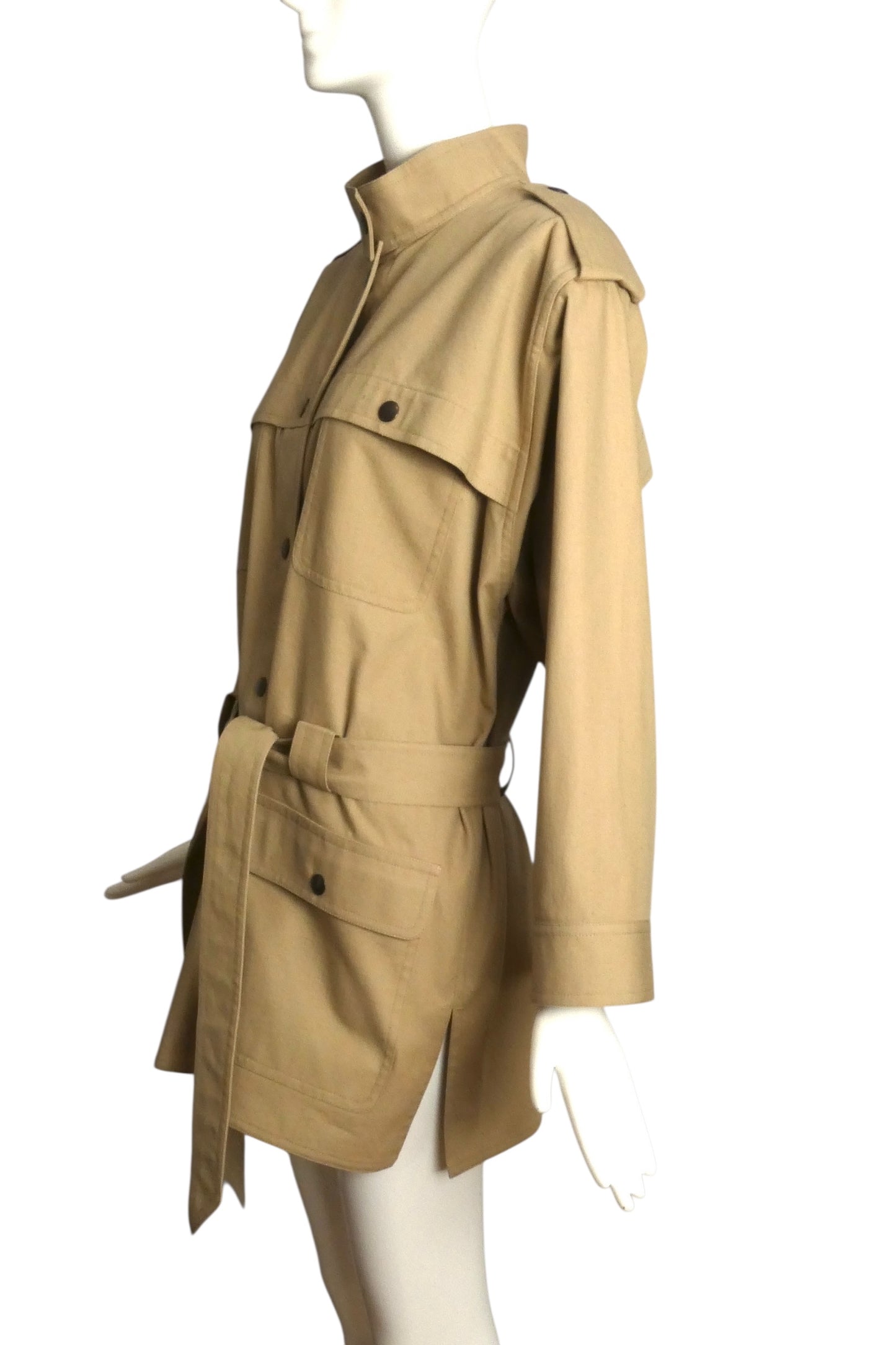 PIERRE CARDIN (HAUTE COUTURE)-1997 Khaki Cotton Trench Coat, Size 8
