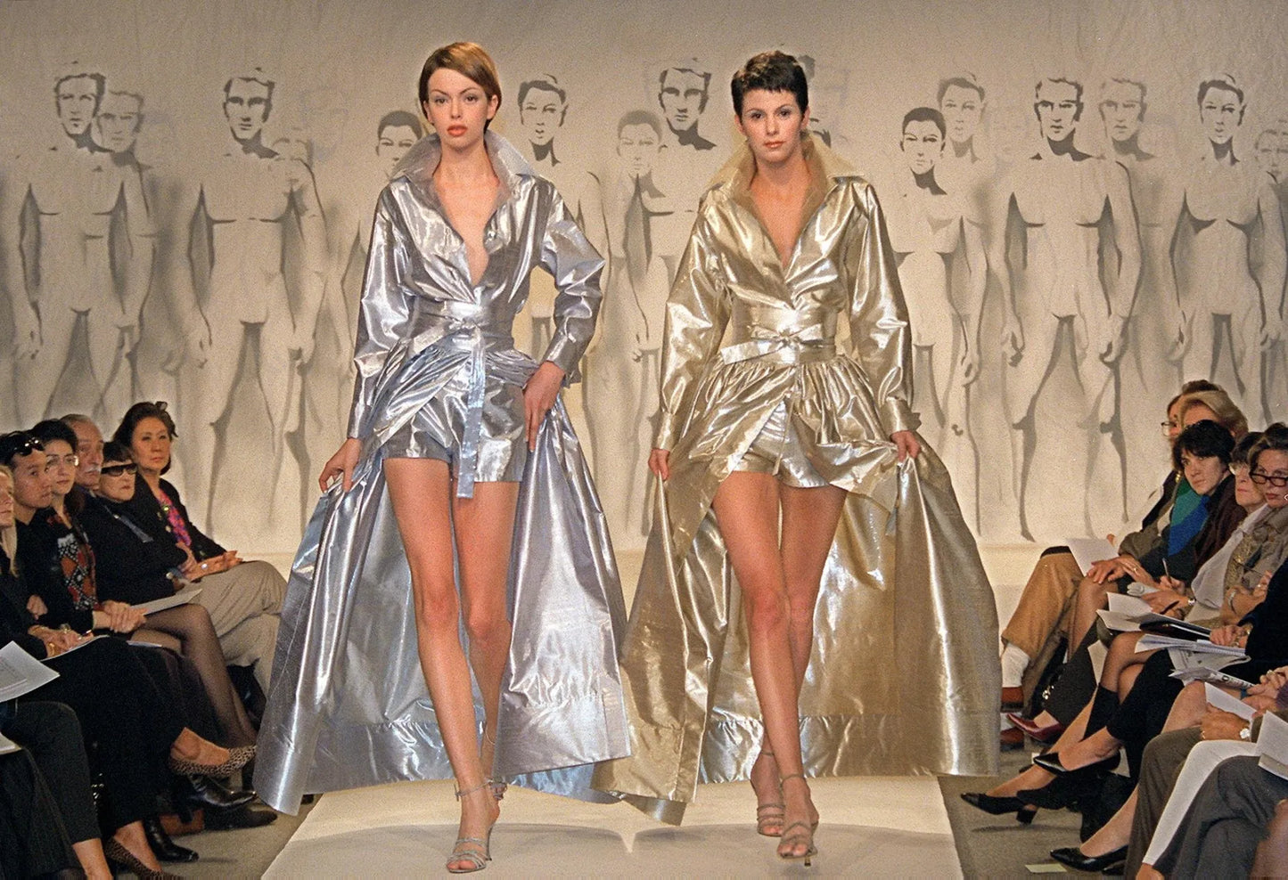 PIERRE CARDIN (HAUTE COUTURE)- Spring, 1988 4pc Silver Lame Ensemble, Size 4