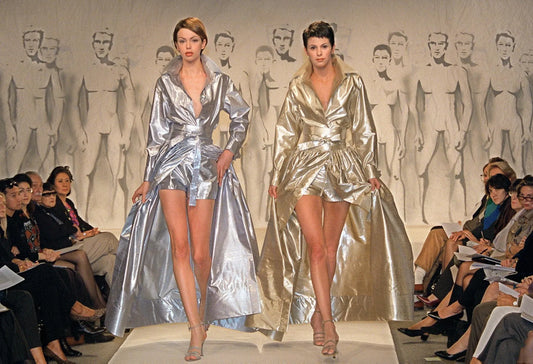 PIERRE CARDIN (HAUTE COUTURE)- Spring, 1988 4pc Silver Lame Ensemble, Size 4