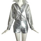 PIERRE CARDIN (HAUTE COUTURE)- Spring, 1988 4pc Silver Lame Ensemble, Size 4