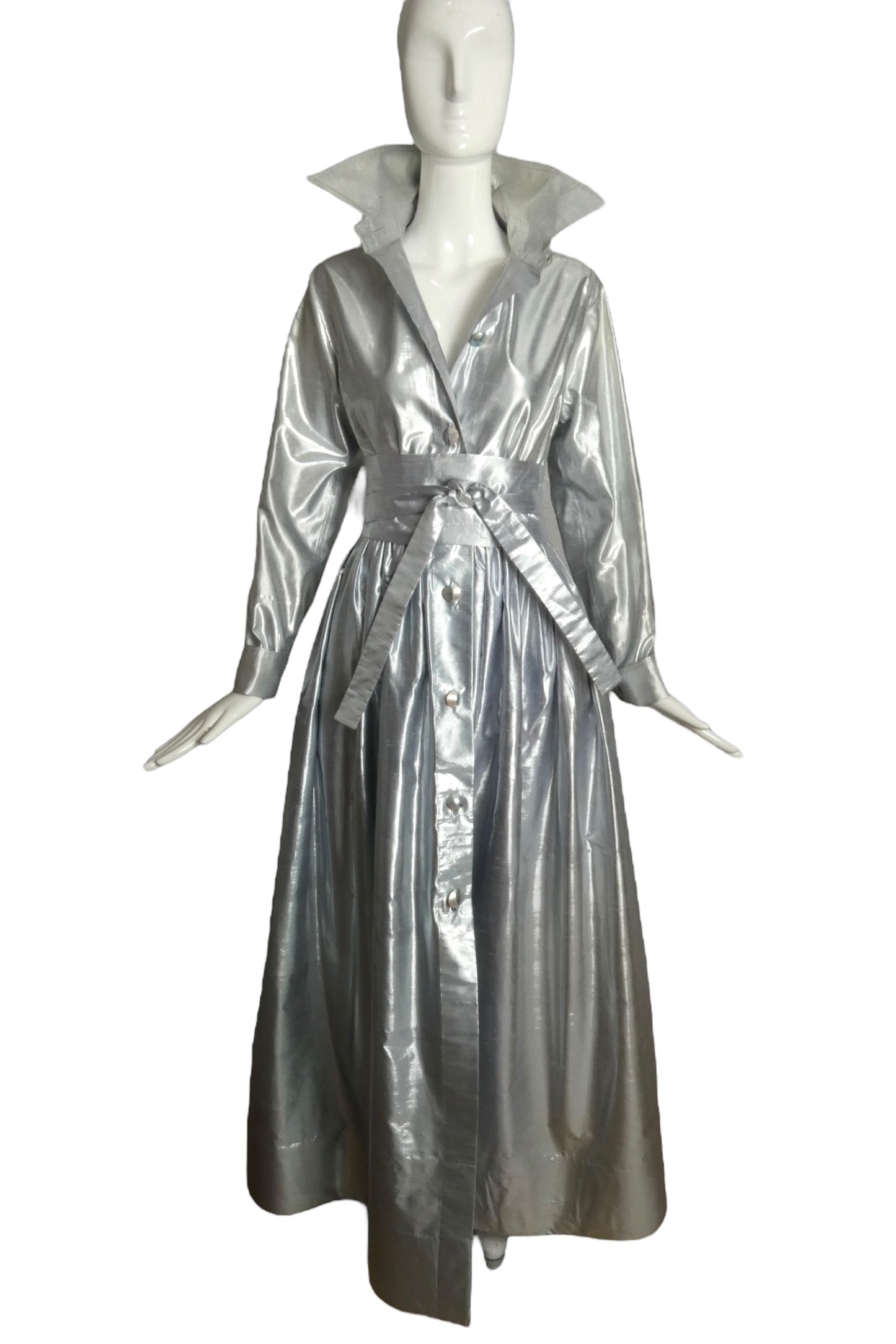 PIERRE CARDIN (HAUTE COUTURE)- Spring, 1988 4pc Silver Lame Ensemble, Size 4