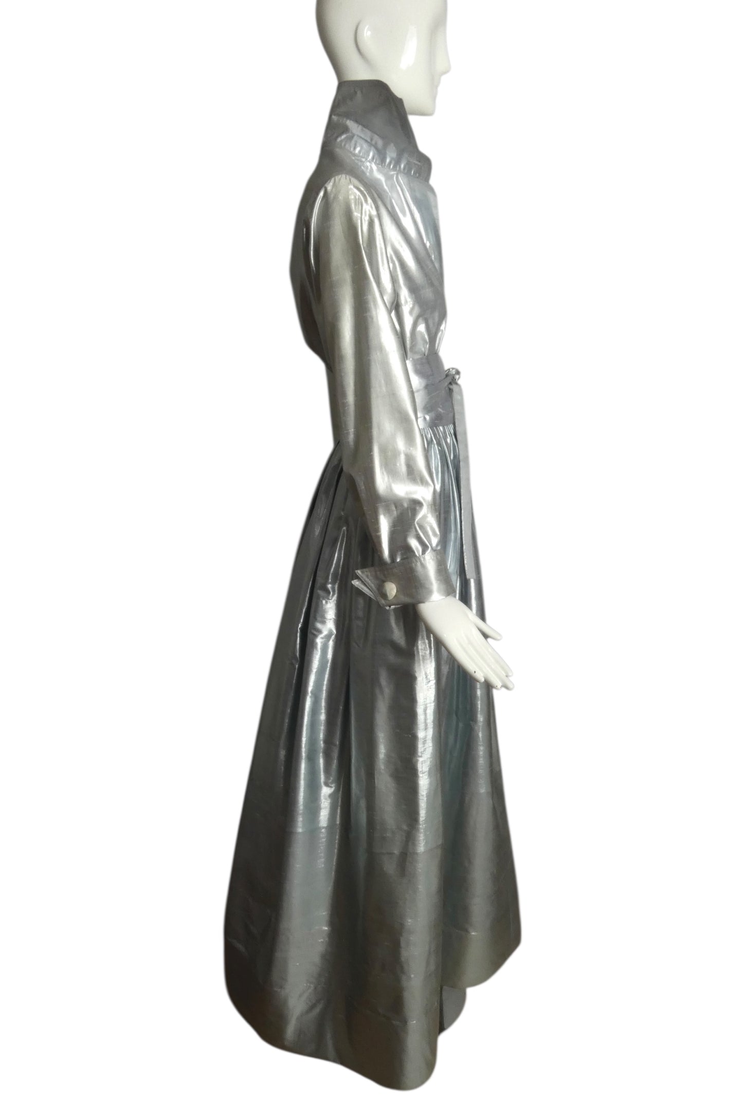 PIERRE CARDIN (HAUTE COUTURE)- Spring, 1988 4pc Silver Lame Ensemble, Size 4