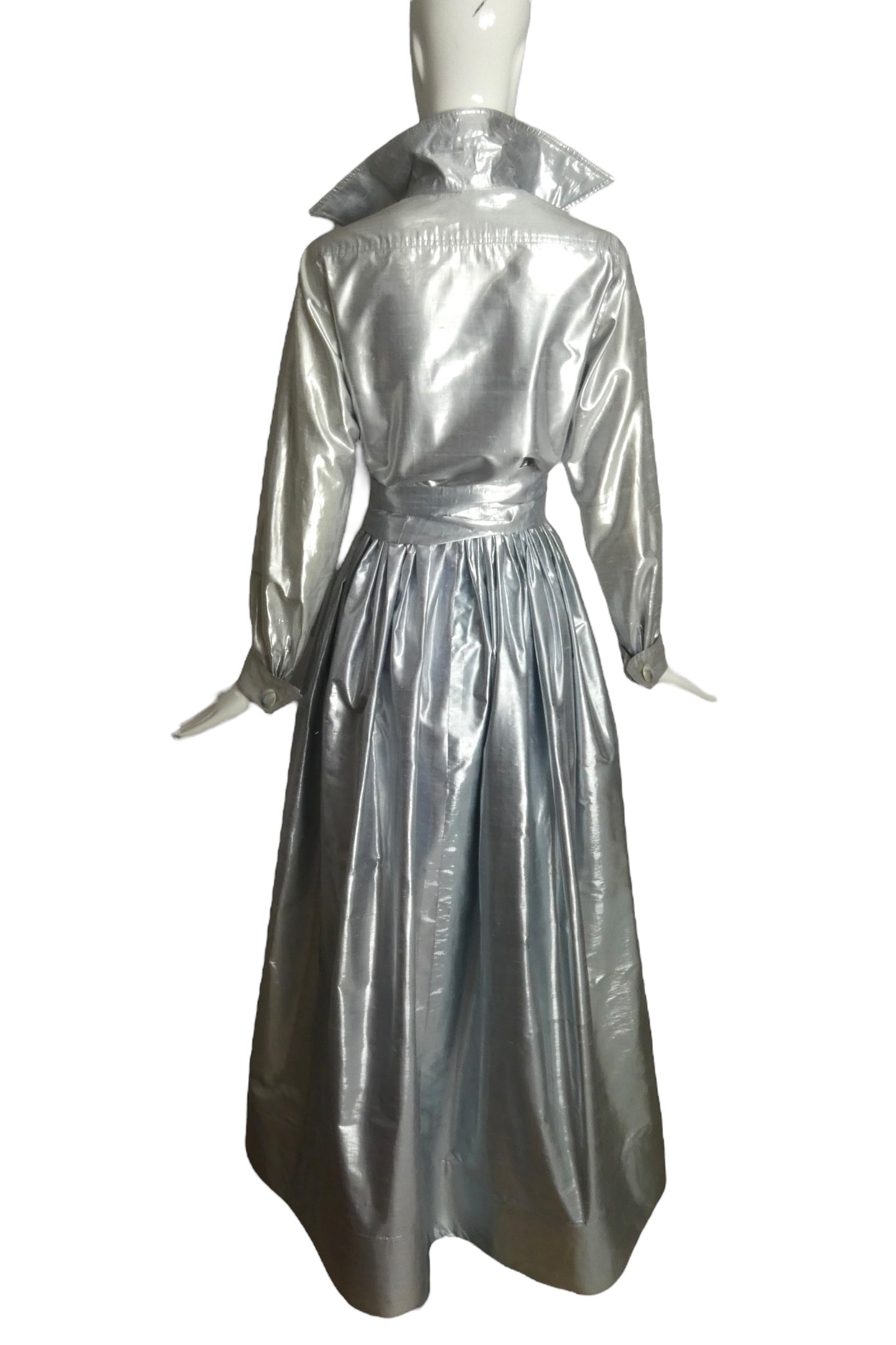 PIERRE CARDIN (HAUTE COUTURE)- Spring, 1988 4pc Silver Lame Ensemble, Size 4