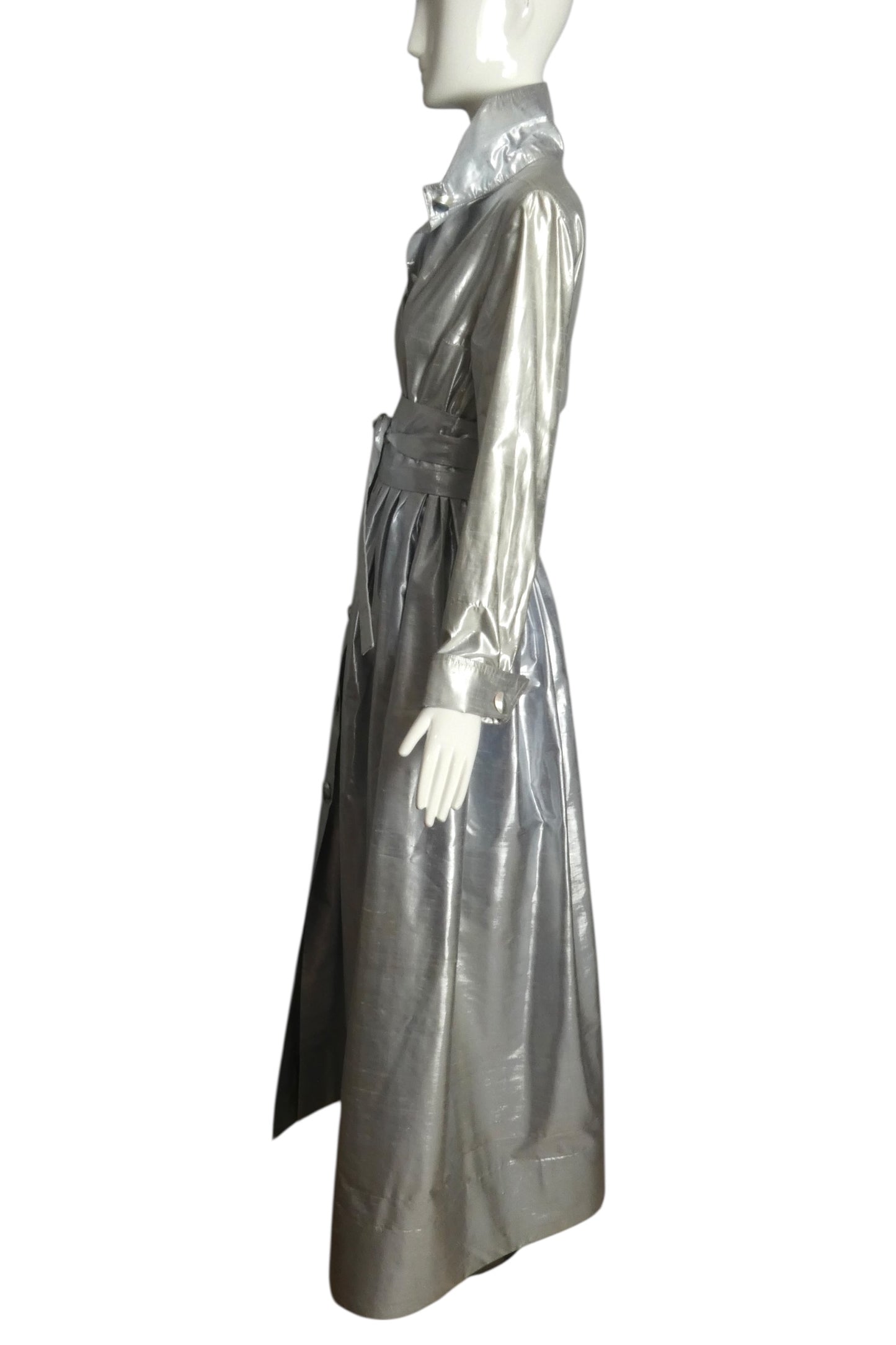 PIERRE CARDIN (HAUTE COUTURE)- Spring, 1988 4pc Silver Lame Ensemble, Size 4