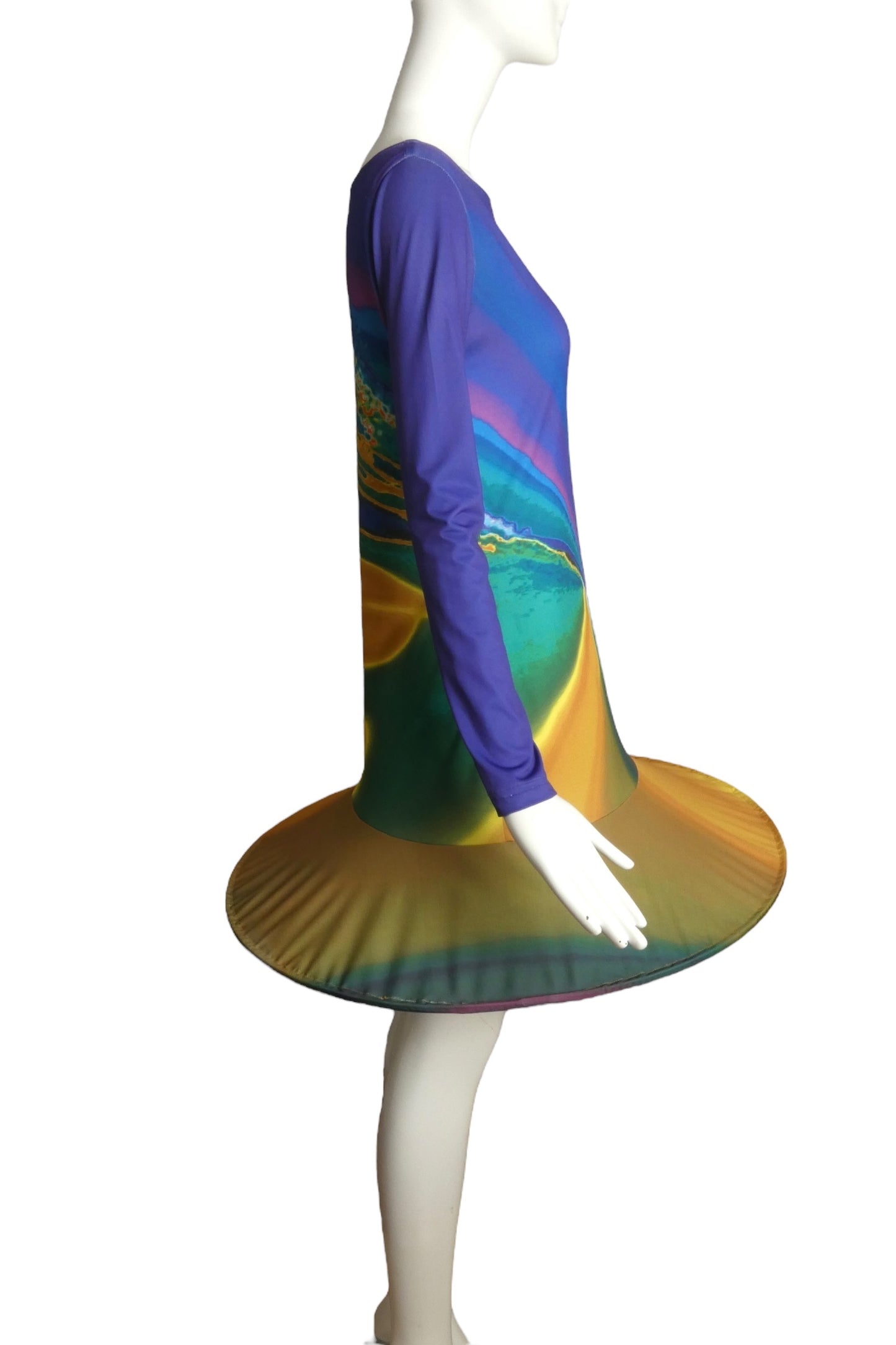 PIERRE CARDIN (HAUTE COUTURE)- 2009 Multi Color Jersey Knit Hoop Dress, Size 6