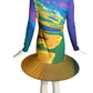 PIERRE CARDIN (HAUTE COUTURE)- 2009 Multi Color Jersey Knit Hoop Dress, Size 6